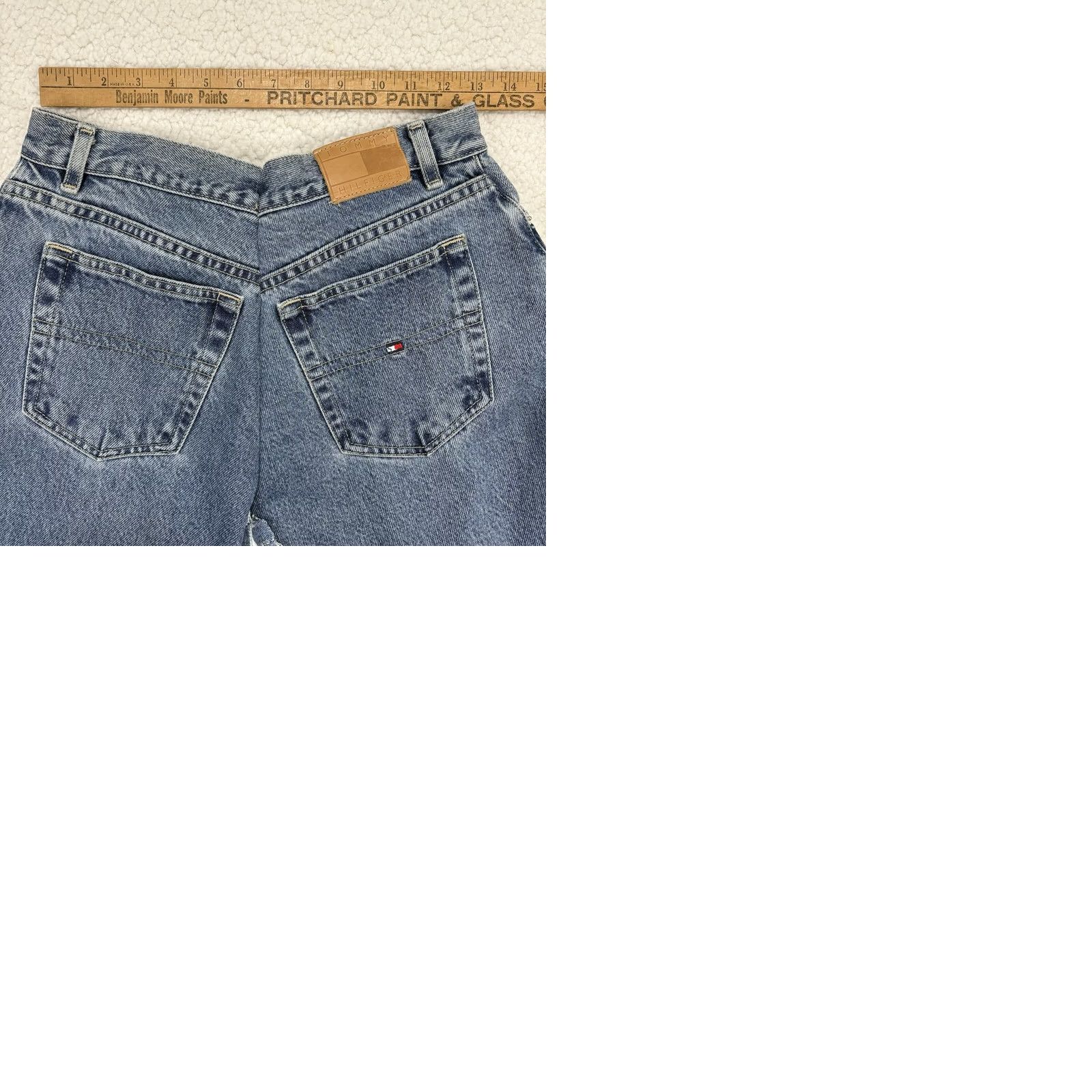 Tommy Hilfiger VINTAGE Tommy Hilfiger Skirt Maxi Denim Blue Front Lace Panel Button Zip Pockets 90s Bohemian 8 Womens Size 30" / US 8 / IT 44 - 9 Thumbnail