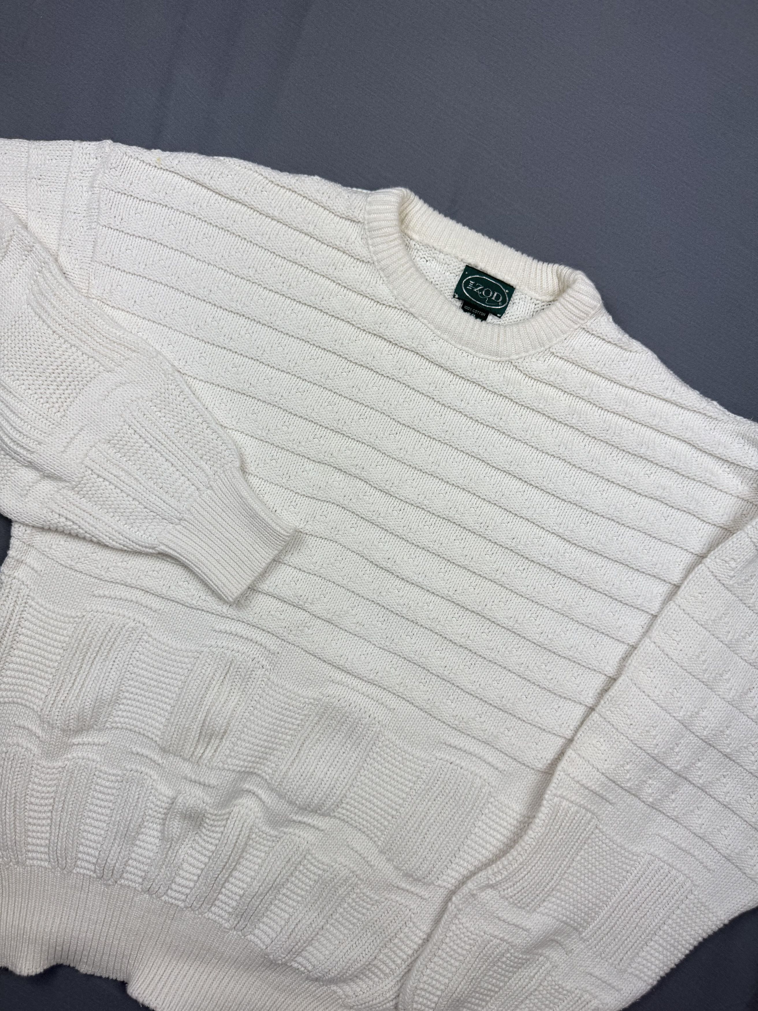 Izod Vintage Izod Crewneck Sweater Thick Knit Off White Fisherman Size XL / US 12-14 / IT 48-50 - 1 Thumbnail