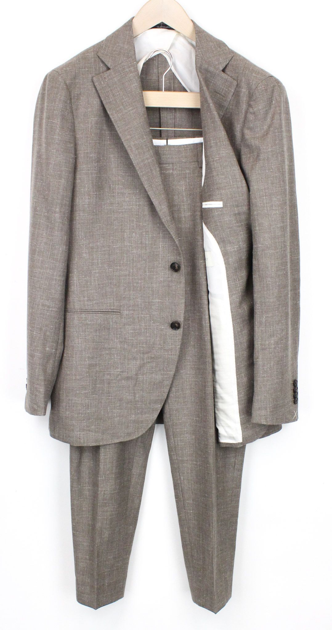 image of Suitsupply La Spalla Uk44L Wool Silk Linen Brown 2Piece Suit 71211, Men's