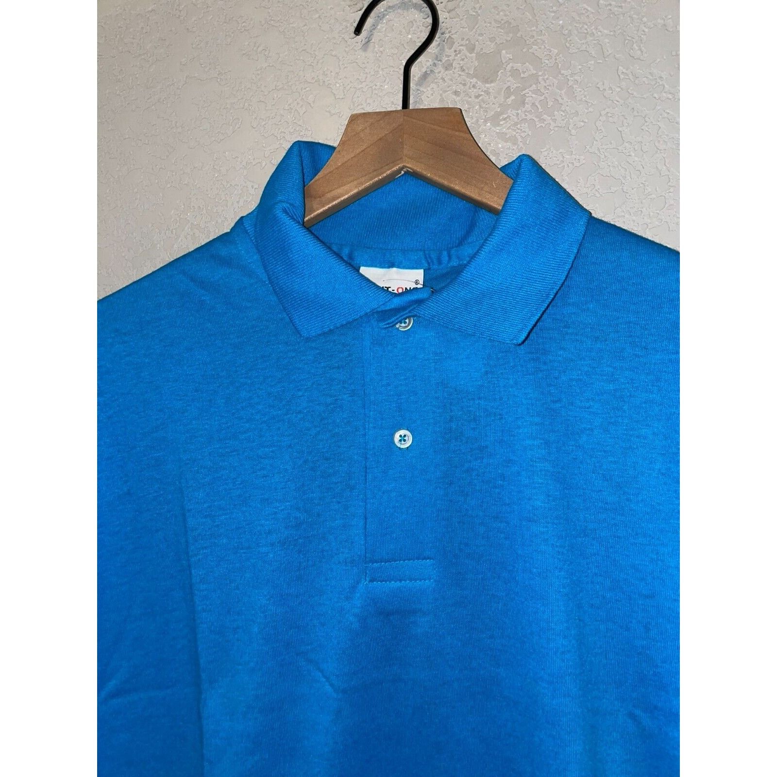 Vintage Vintage Blank Blue Polo Shirt Print-Ons Print Ons 70s XL Size US XL / EU 56 / 4 - 3 Thumbnail