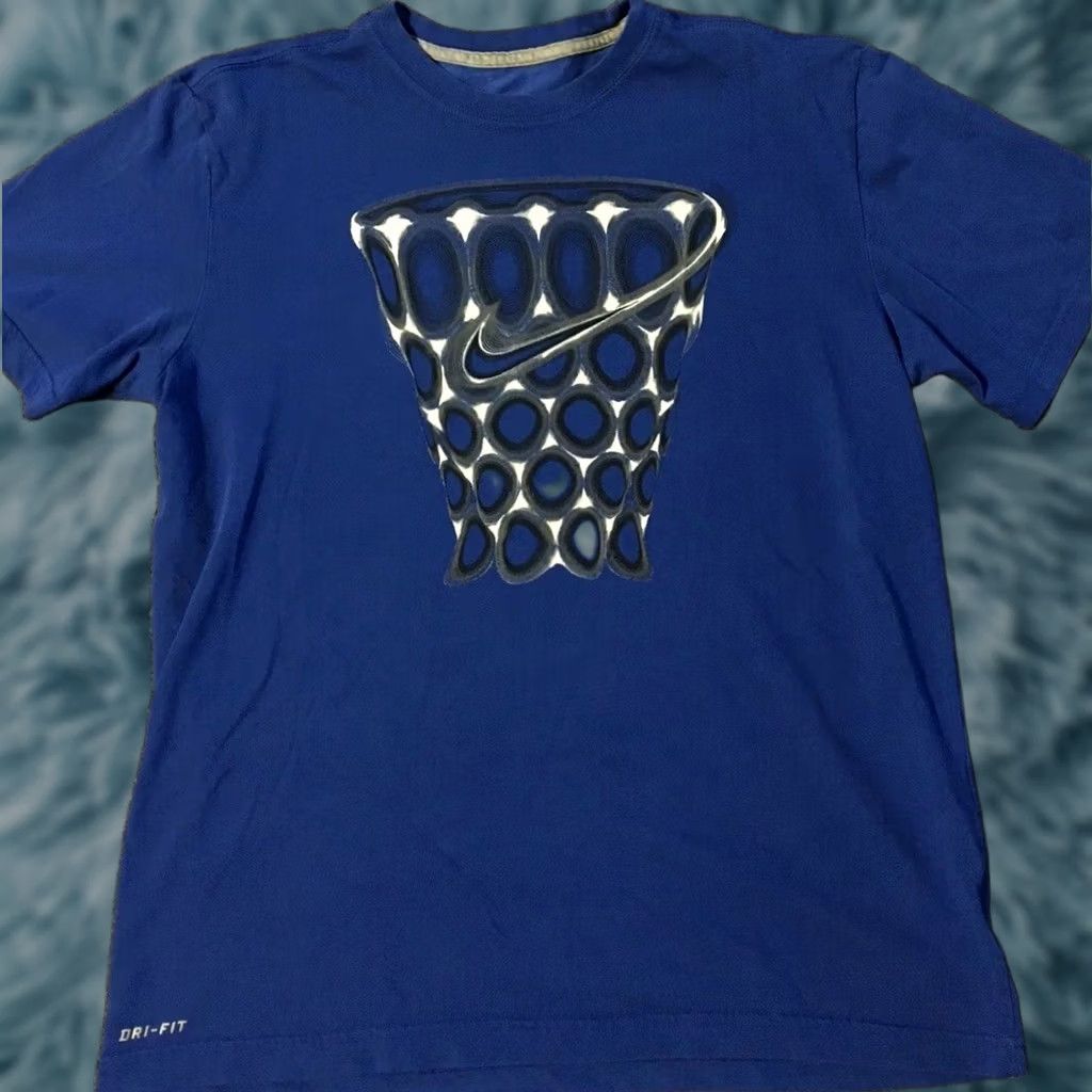 Nike VINTAGE Nike Basketball Dri Fit Shirt L Blue Swoosh Sportswear Bulls 90s ACG Jordan Shirt Mens Size US L / EU 52-54 / 3 - 1 Thumbnail