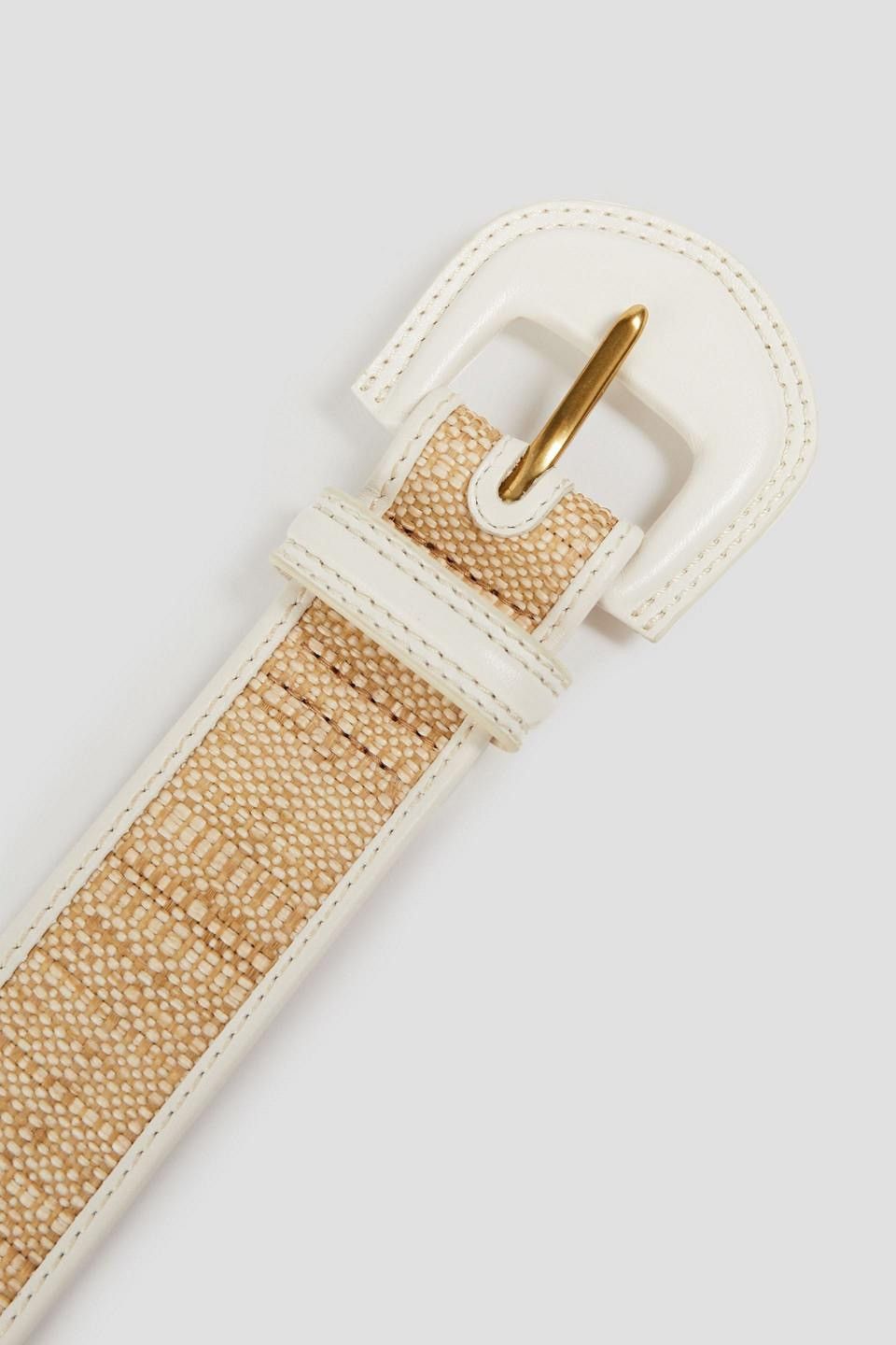 Zimmermann Zimmermann postcard leather trimmed woven raffia waist belt Size ONE SIZE - 3 Thumbnail