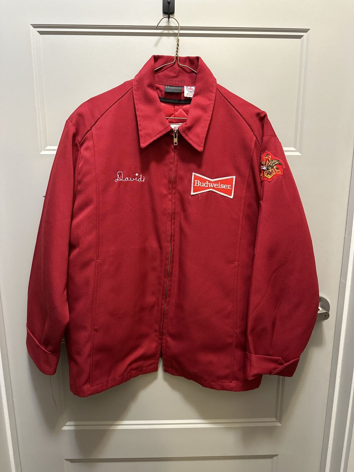 image of Budweiser Authentic Delivery Jacket in Red, Men's (Size Medium)