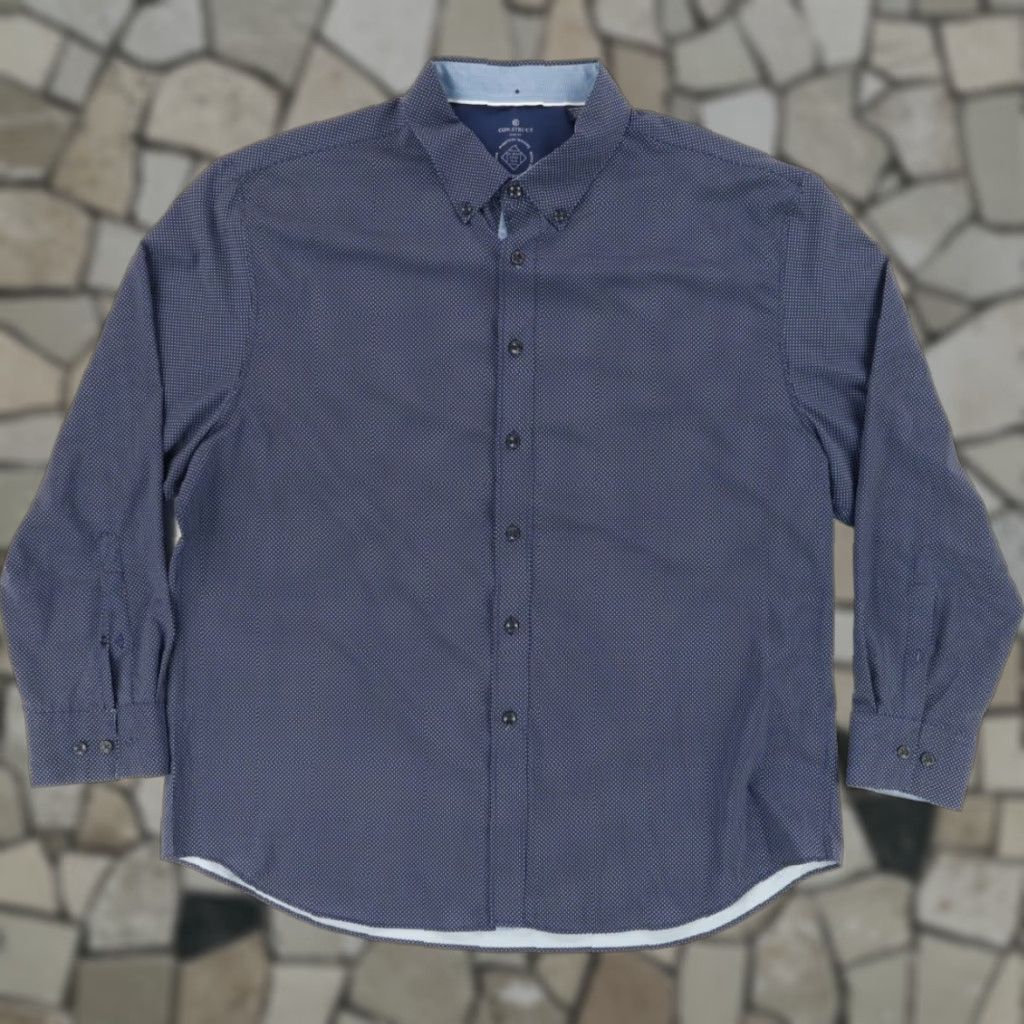 Vintage Con.Struct Slim Fit High Stretch Shirt Navy Blue Men 2XL Shirt Mens Slim Fit Button Down Long Sleeve Solid 2XL Navy Blue Con.Struct Shirt Size US XXL / EU 58 / 5 - 1 Thumbnail
