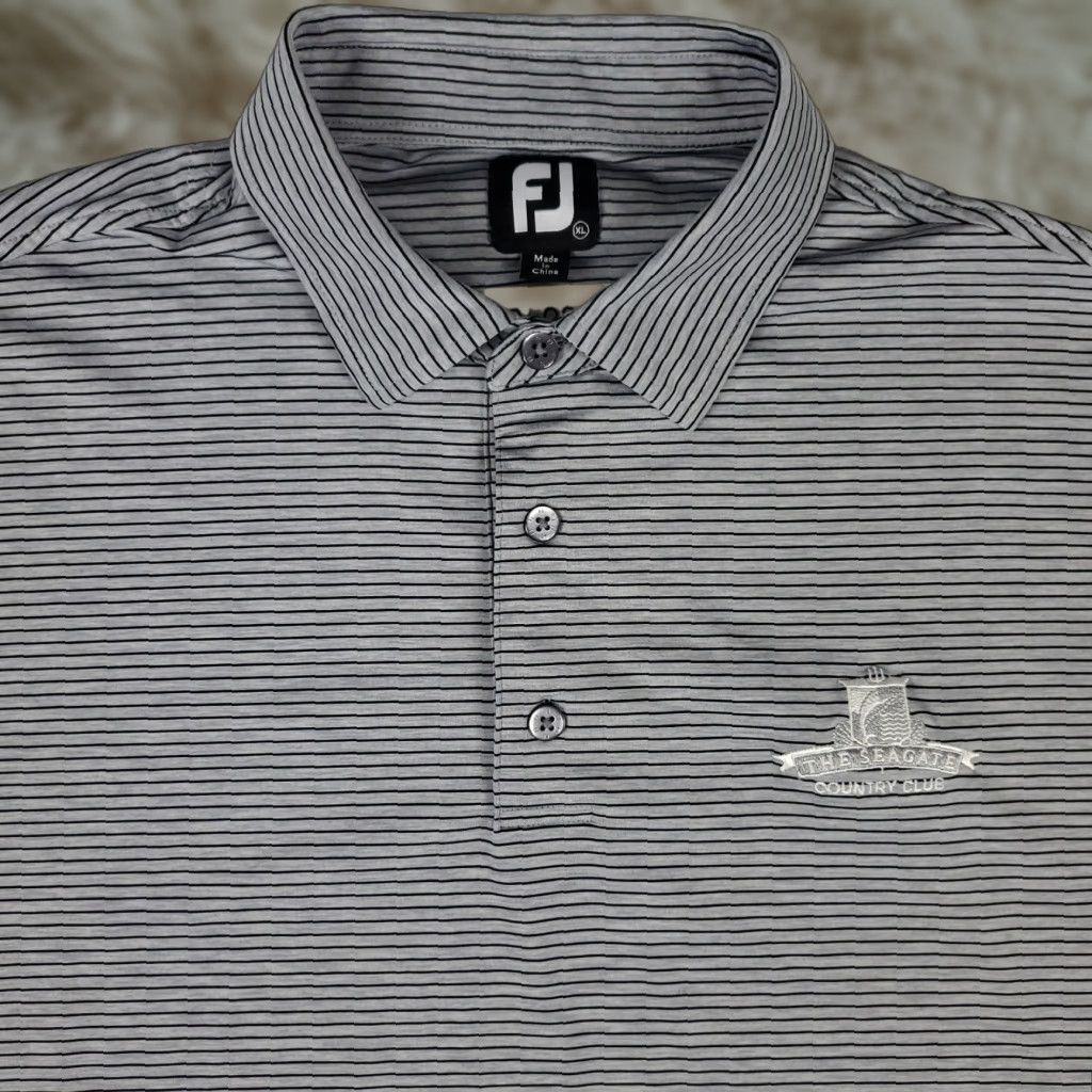 Footjoy FJ Polo Shirt Mens XL Gray Striped Golf Casual Short Sleeve Shirt Size US XL / EU 56 / 4 - 1 Thumbnail