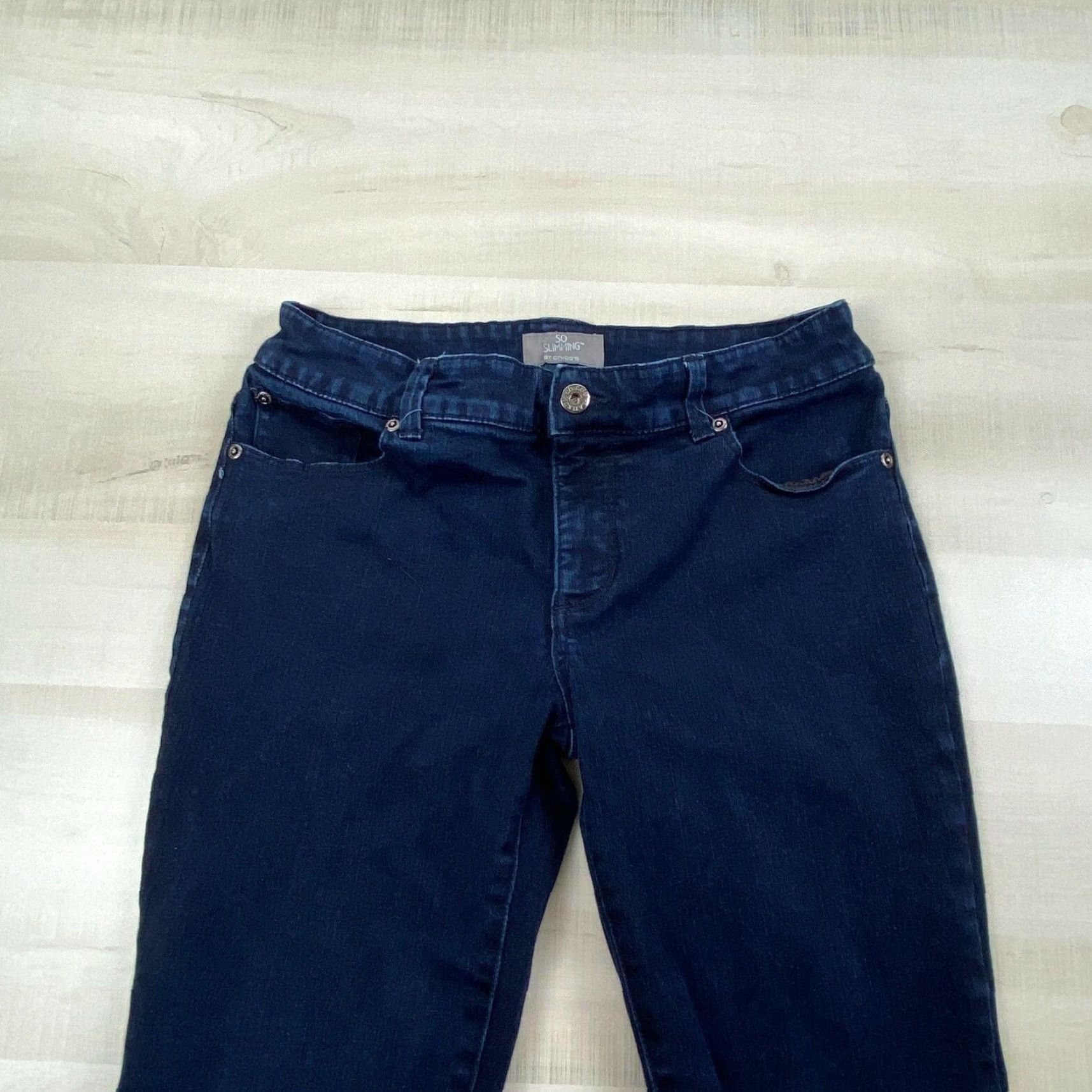Vintage Chico's 0.5 Womens Cropped Dark Blue Jeans Size 6 Mid Rise Cotton Blend Size 28" / US 6 / IT 42 - 2 Thumbnail