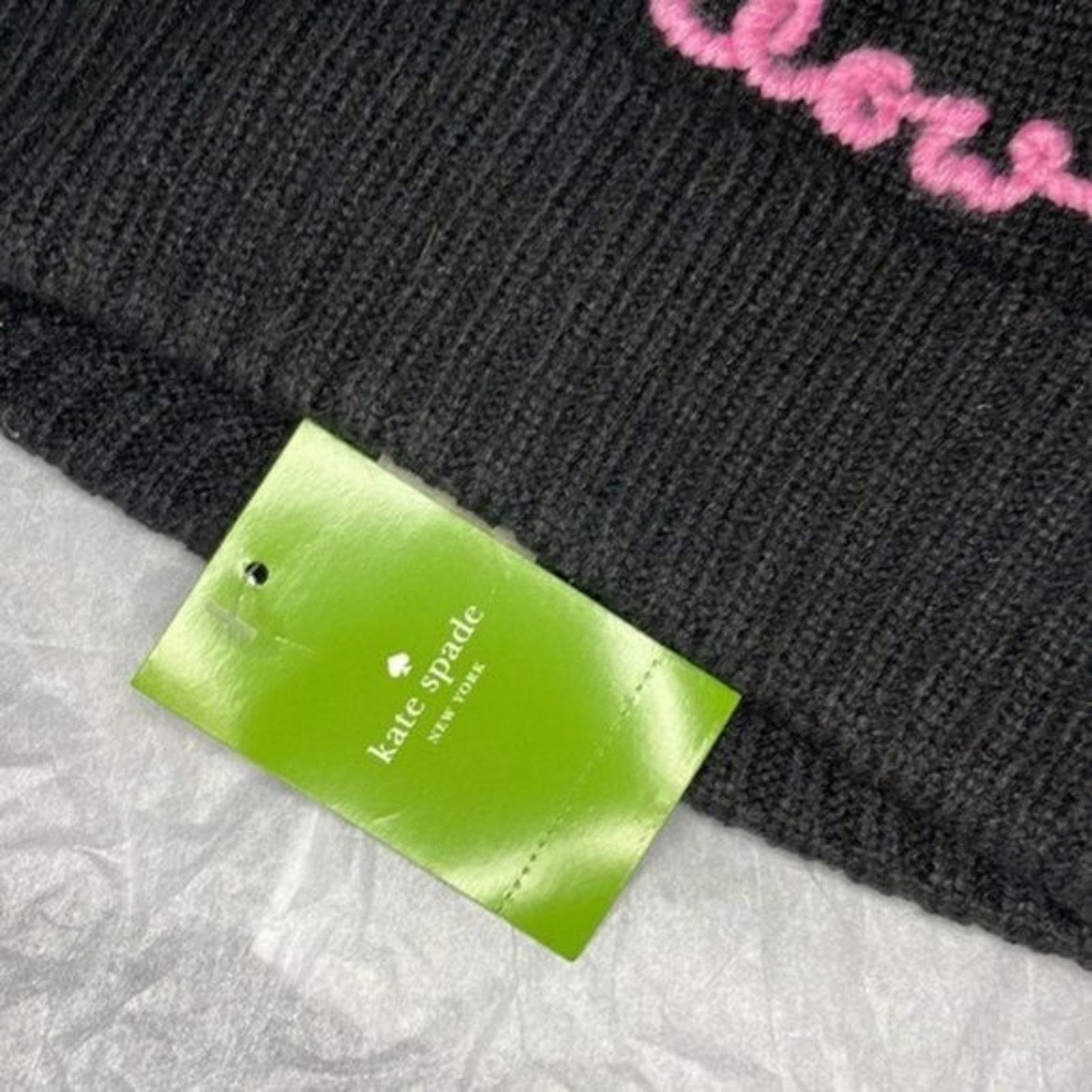 Kate Spade Kate Spade New York meow marabou pompom beanie black Size ONE SIZE - 4 Thumbnail