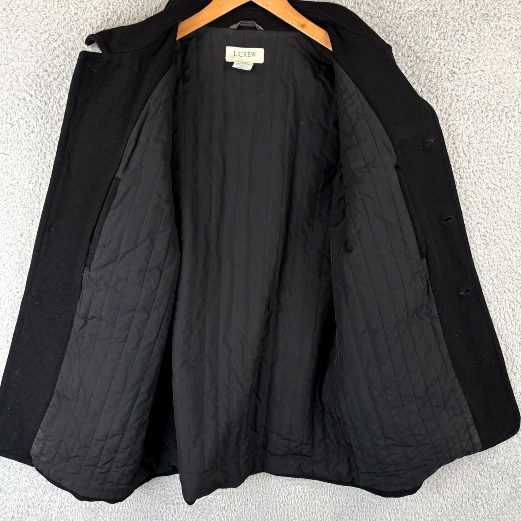 J.Crew J.CREW Overcoat Mens Medium Black Wool Blend Quilted Insulated Casual Peacoat Size US M / EU 48-50 / 2 - 5 Thumbnail