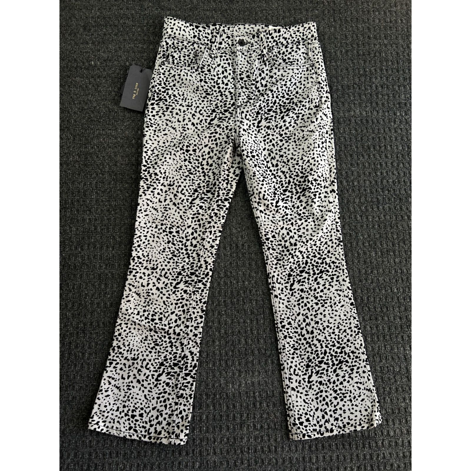 Rag & Bone VINTAGE Rag & bone Hana Jeans Animal Leopard Print Flare 26 NEW Gray 26 in Inseam 26 in Women's Regular Jeans Size 26" / US 2 / IT 38 - 2 Thumbnail