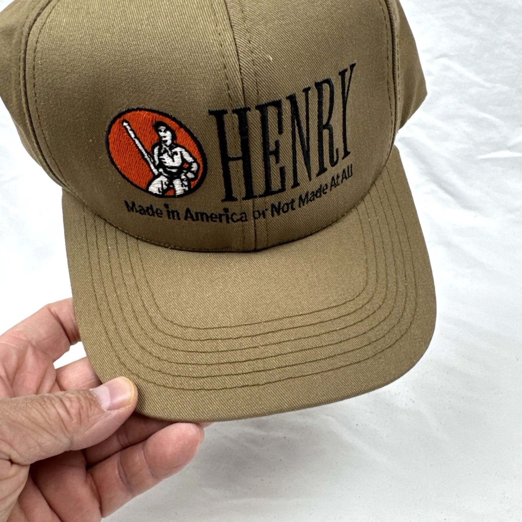 Vintage Henry Baseball Cap Hat Beige Tan Adjustable Strapback USA HenrY Repeating Arms Co Made In USA Hat Cap Tan Beige Adjustable Strap Size ONE SIZE - 3 Thumbnail