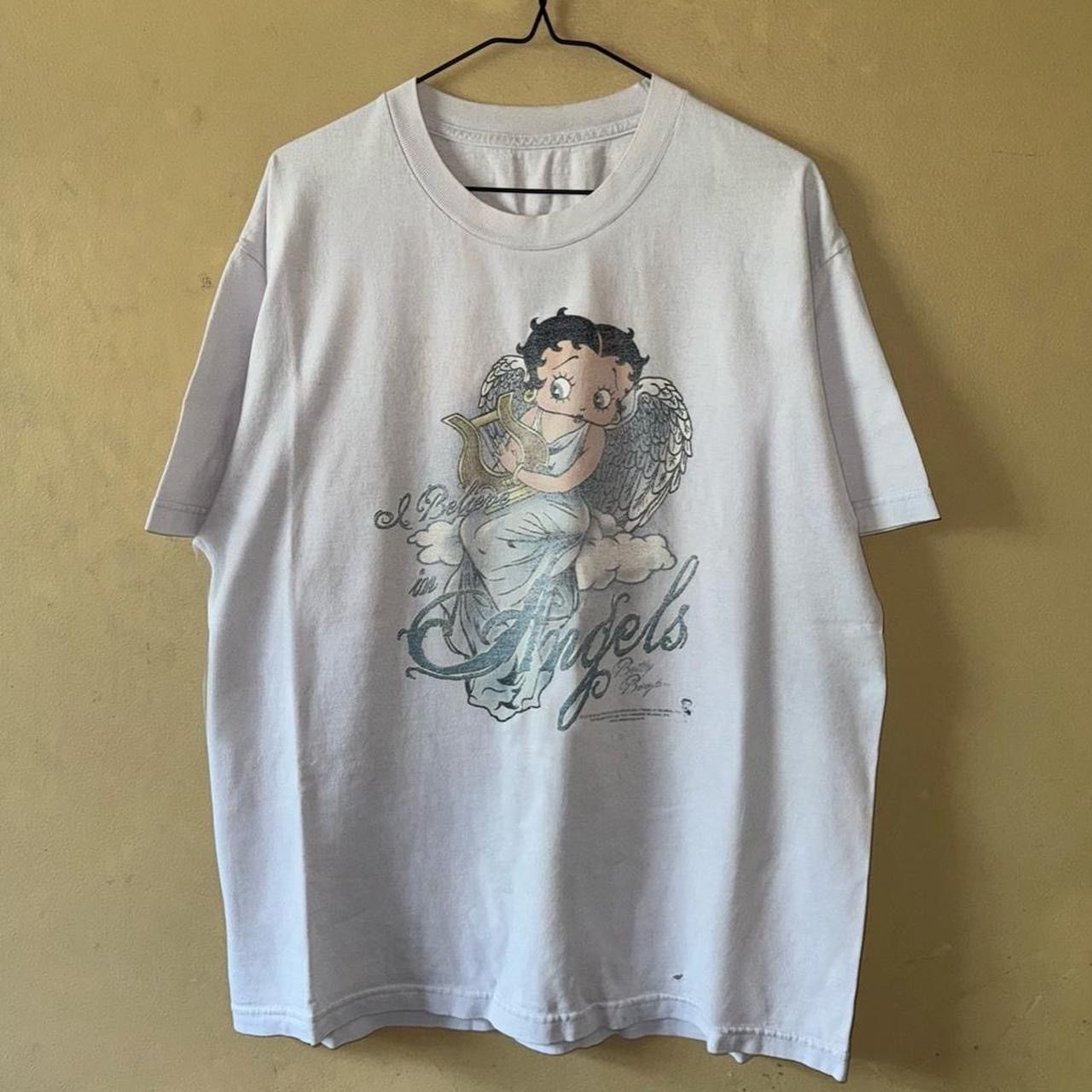 Vintage 2008 Betty Boop ‘I Believe In Angels’ Cartoon Pinup Tee Size US L / EU 52-54 / 3 - 1 Thumbnail