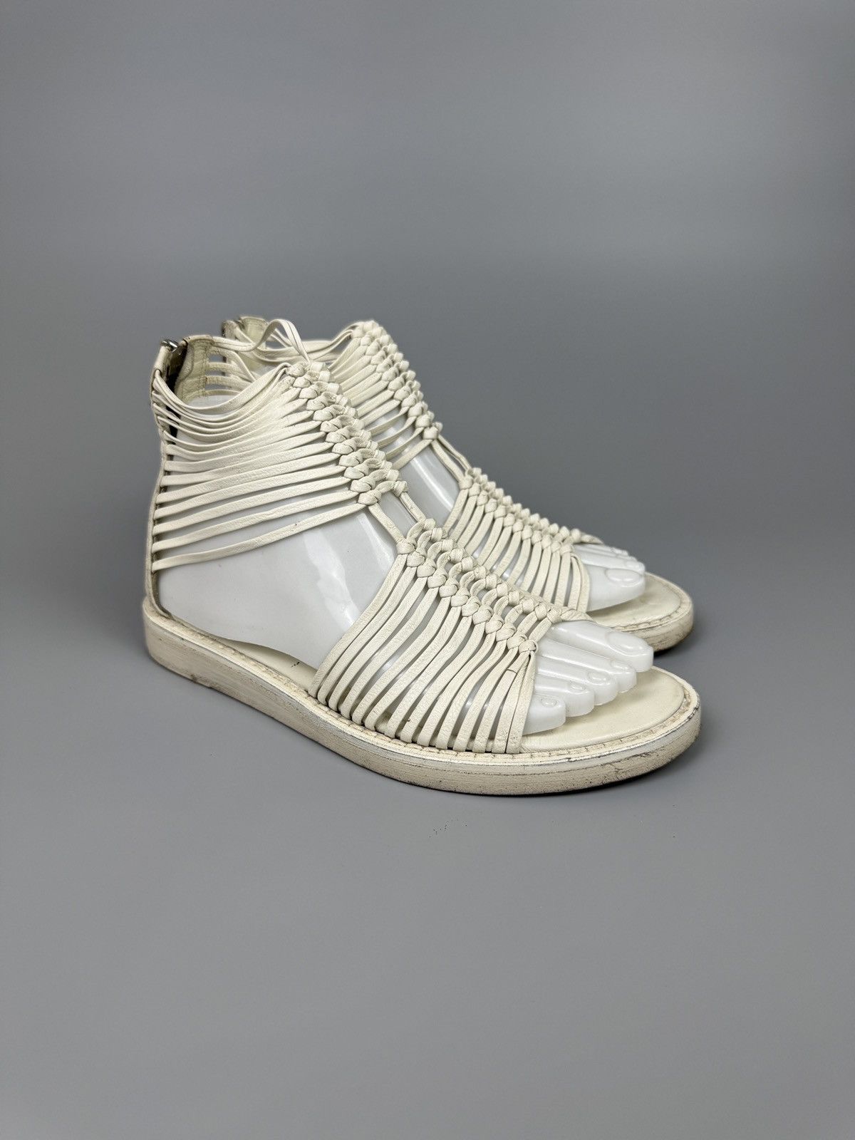Ann Demeulemeester Ann Demeulemeester - White Braided Gladiator Sandals Size US 6 / IT 36 - 1 Thumbnail