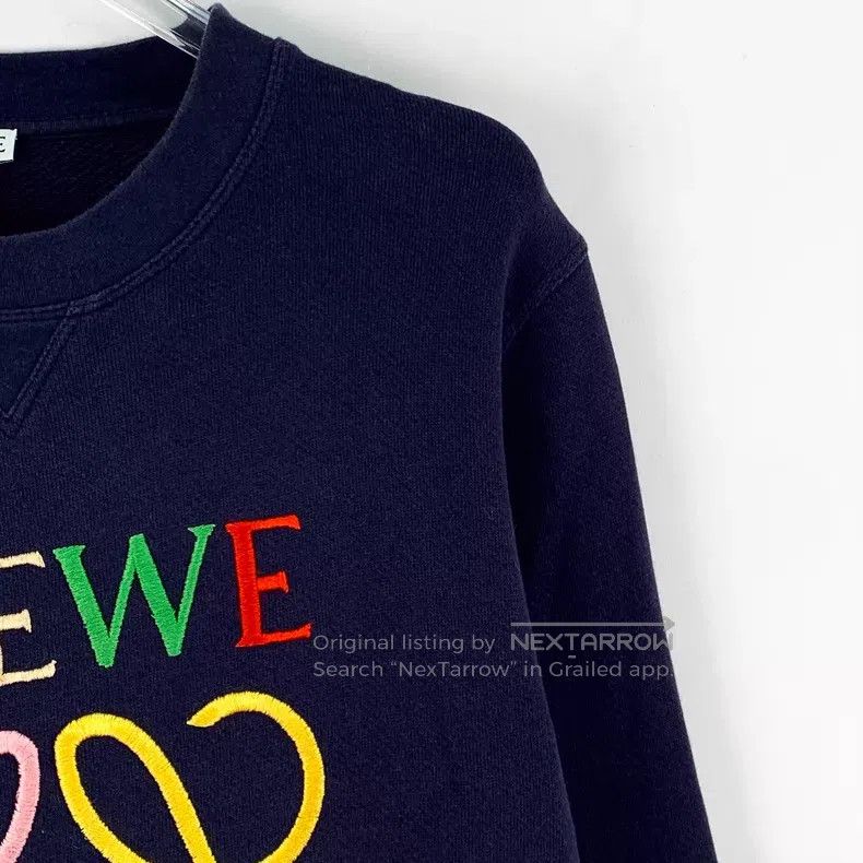 Loewe Loewe Dark Blue Logo Embroidered Cotton Crew Neck Long Sle Size XS / US 0-2 / IT 36-38 - 3 Thumbnail