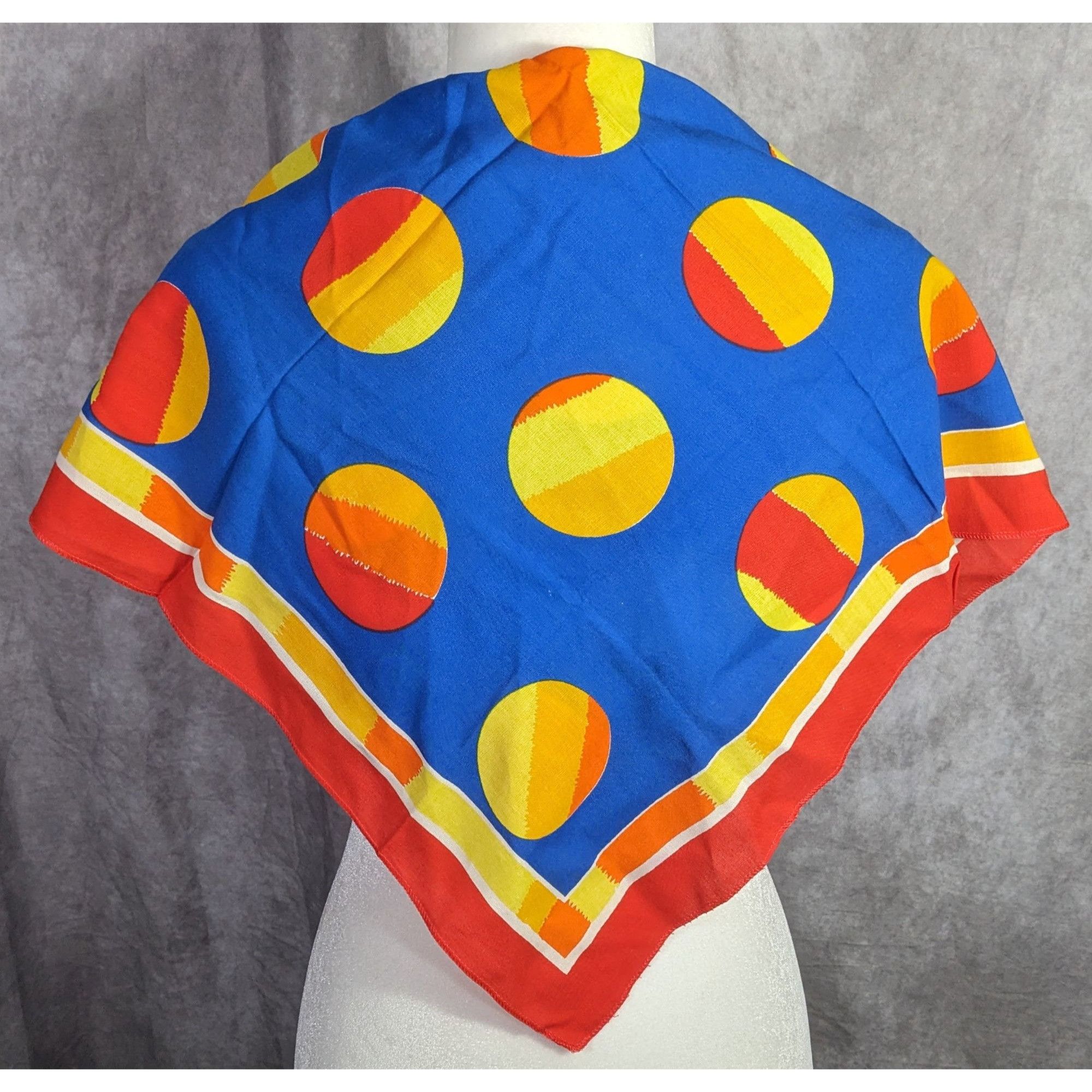 Other Vintage Soviet Headscarf Vesna 27"x27" Red & Blue Polka Dot Size ONE SIZE - 6 Thumbnail