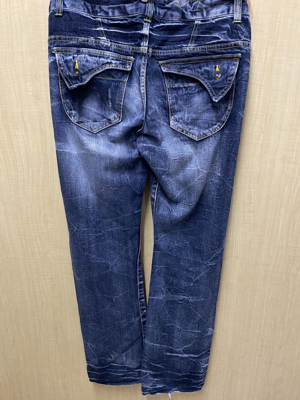 Japanese Brand Blow By Blue Acid Wash Denim Flare Jeans Size US 34 / EU 50 - 4 Thumbnail