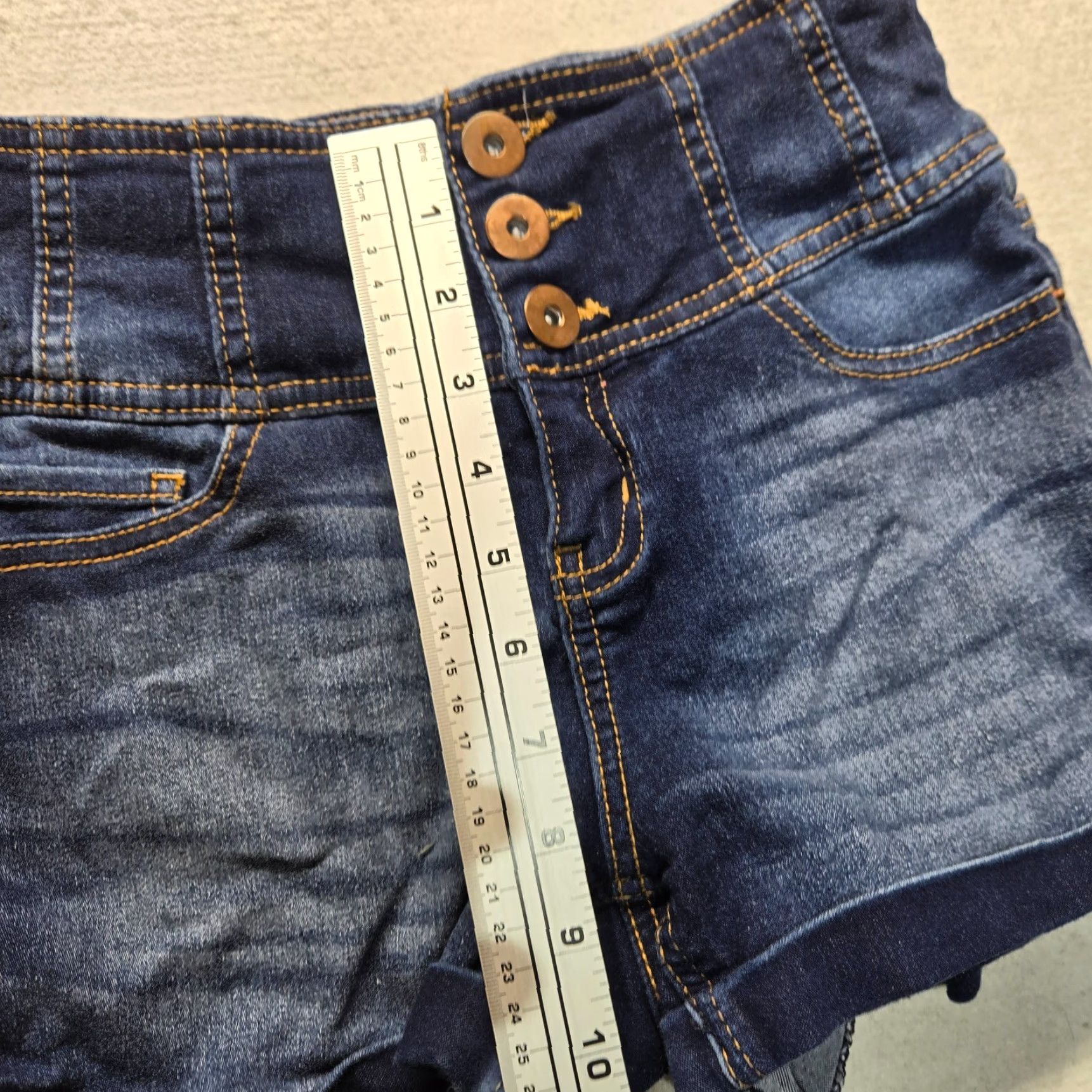 Vintage NOBO Blue Jean High Rise Button Fly Cutoff Denim Shorts Adult Women Size 5 Blues Modern Pockets Cotton Elastane Button Rise High Style Cut-Off Womens Size 27" / US 4 / IT 40 - 6 Thumbnail
