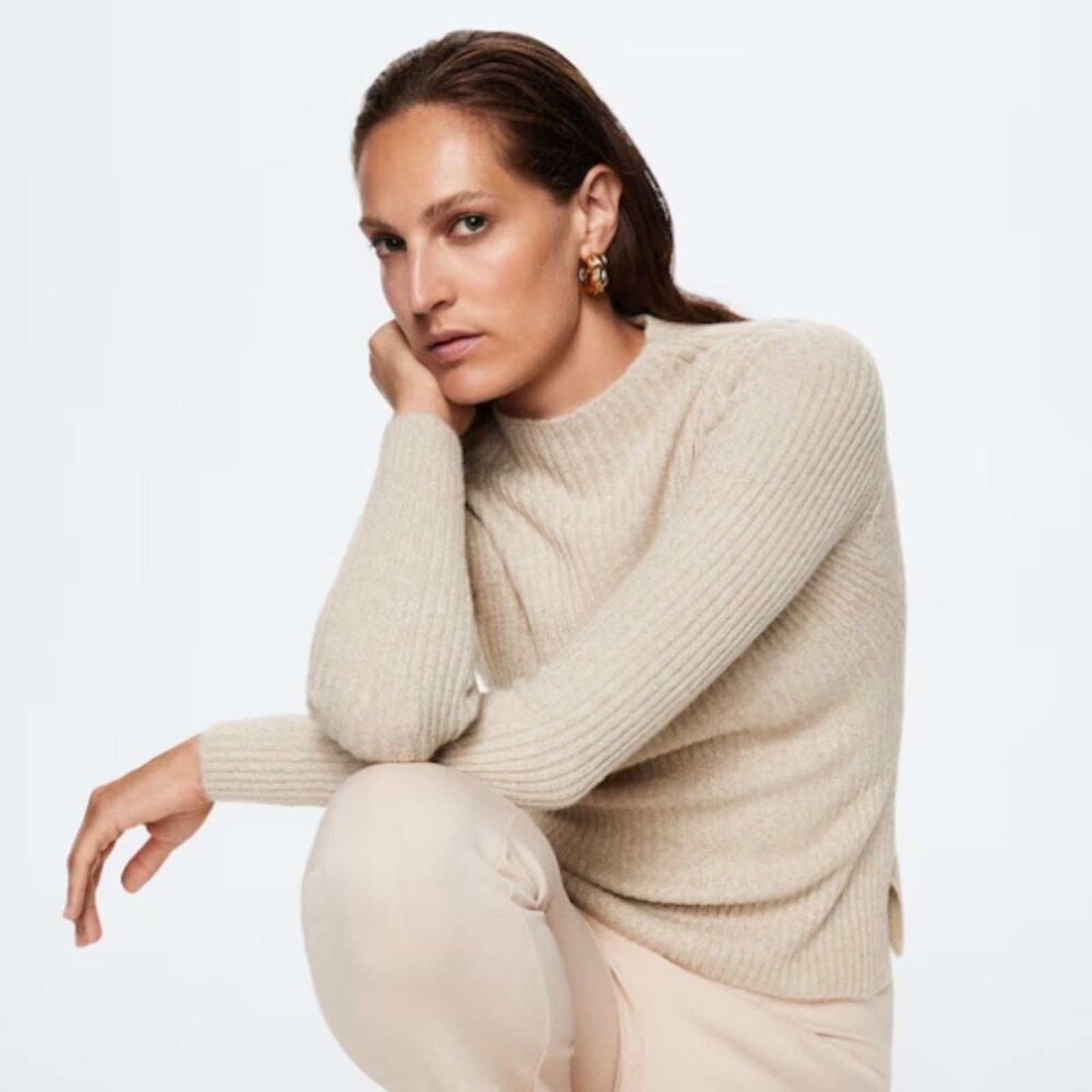 Mango Mango Shiny Ribbed Light Pastel Grey Sweater NWT Plus 1XL Size XXL / US 16-18 / IT 52-54 - 5 Thumbnail