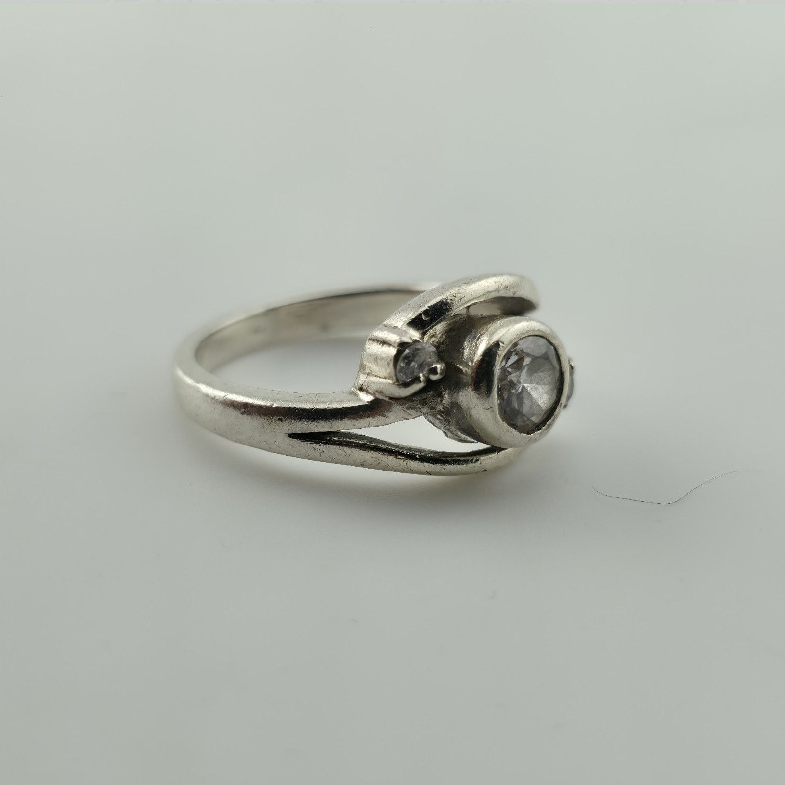 Other Sterling Silver CZ Ring Size 7 Swirl Clear Ring Size ONE SIZE - 3 Thumbnail
