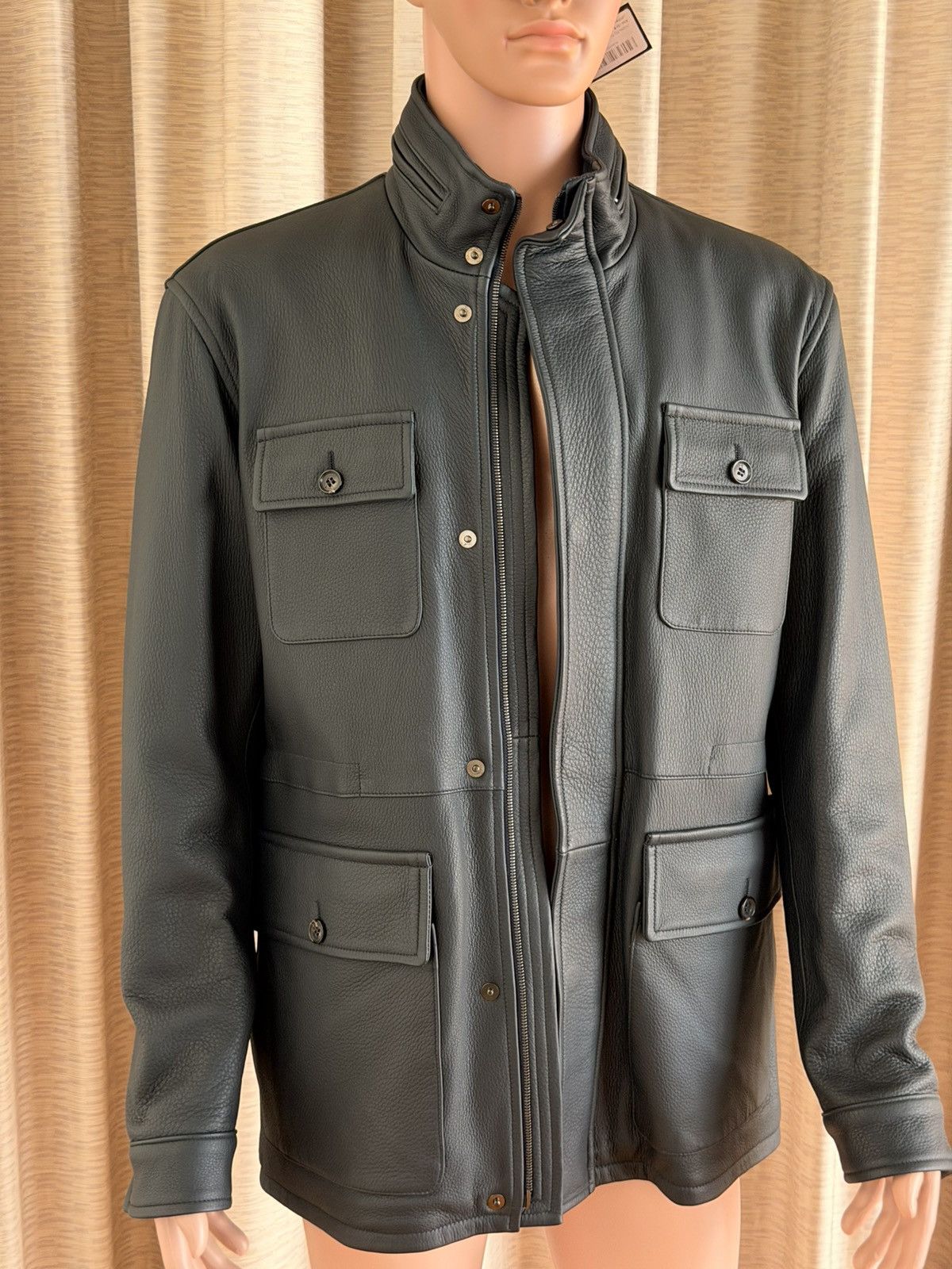 Isaia Napolii New ISAIA NAPOLI Men Deerskin Field Leather Coat Jacket $8K Size US L / EU 52-54 / 3 - 2 Thumbnail
