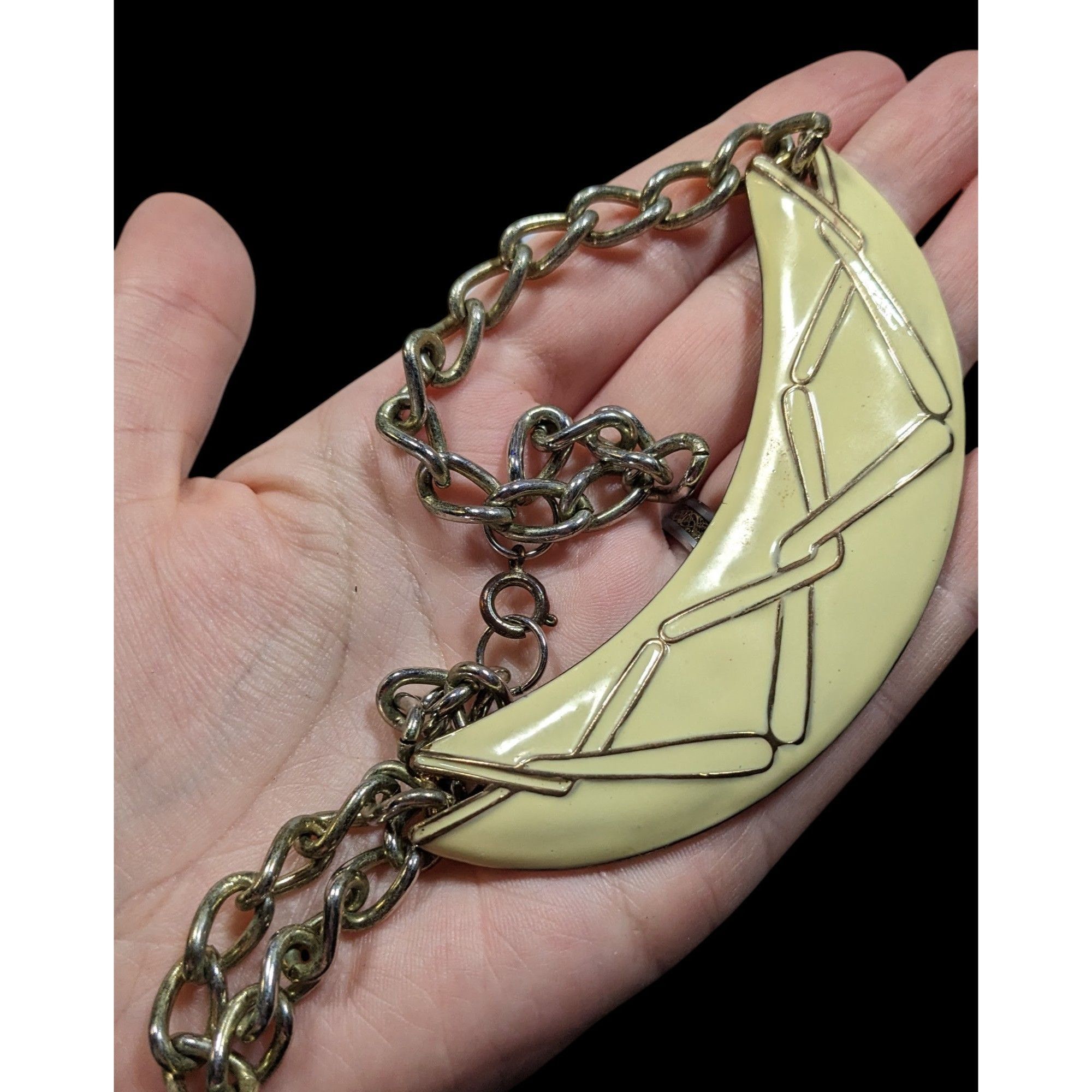Other Vintage Abstract Modernist Cream And Gold Tone Statement Nec Size ONE SIZE - 3 Thumbnail
