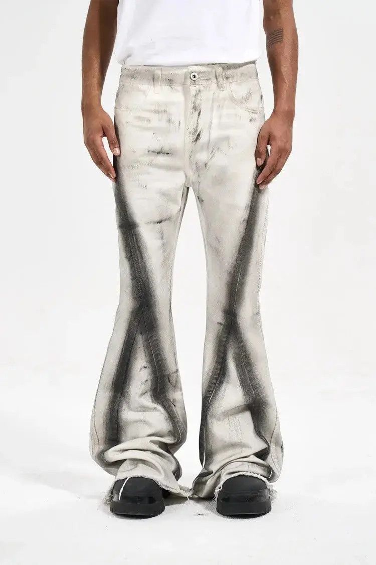 Japanese Brand Streetwear Design Loose Flare Wide Leg Jeans Pants Size US 34 / EU 50 - 1 Thumbnail