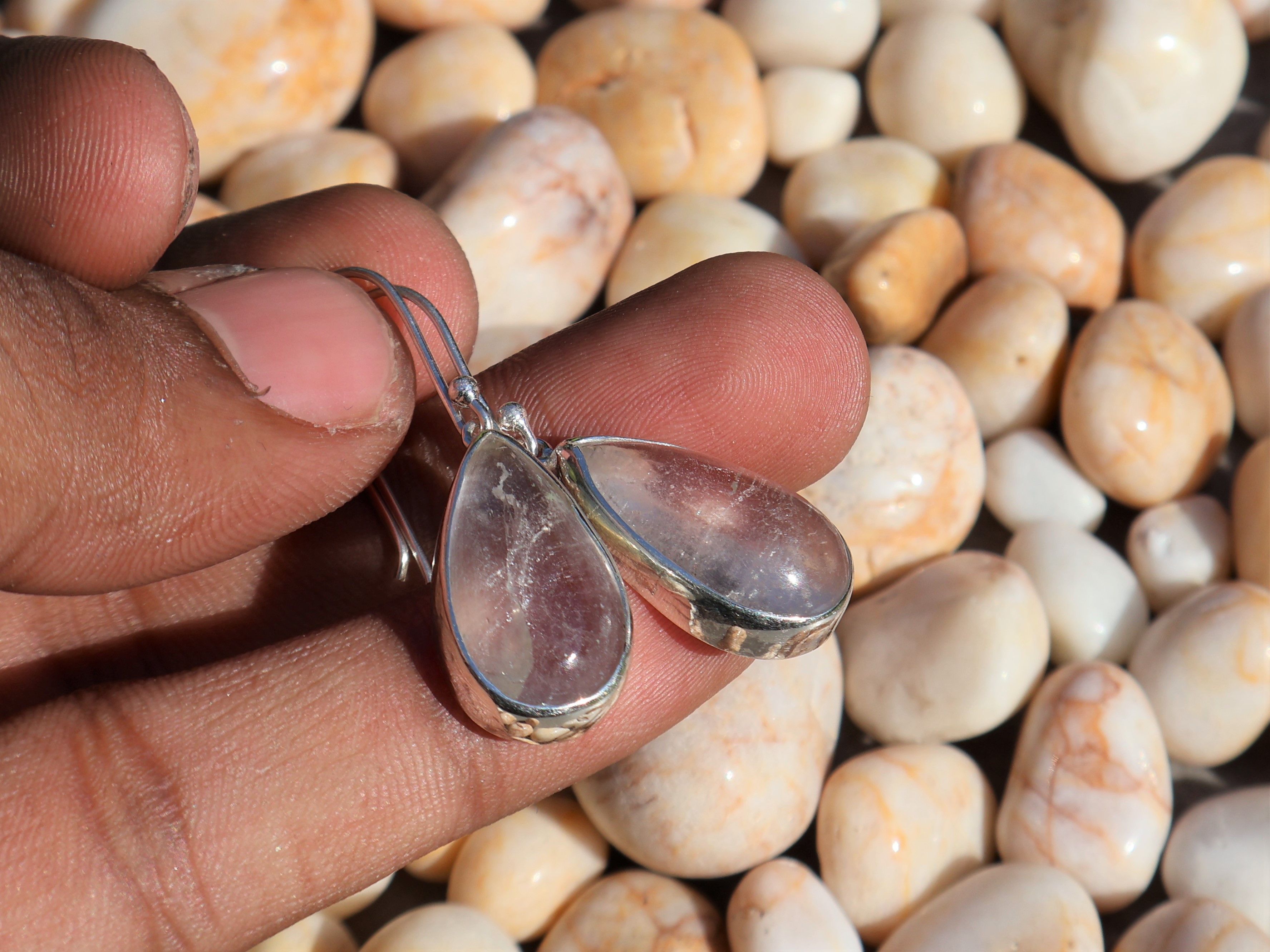 Handmade Crystal Quartz Earrings, Sterling Silver Handmade Earring, Size ONE SIZE - 6 Thumbnail