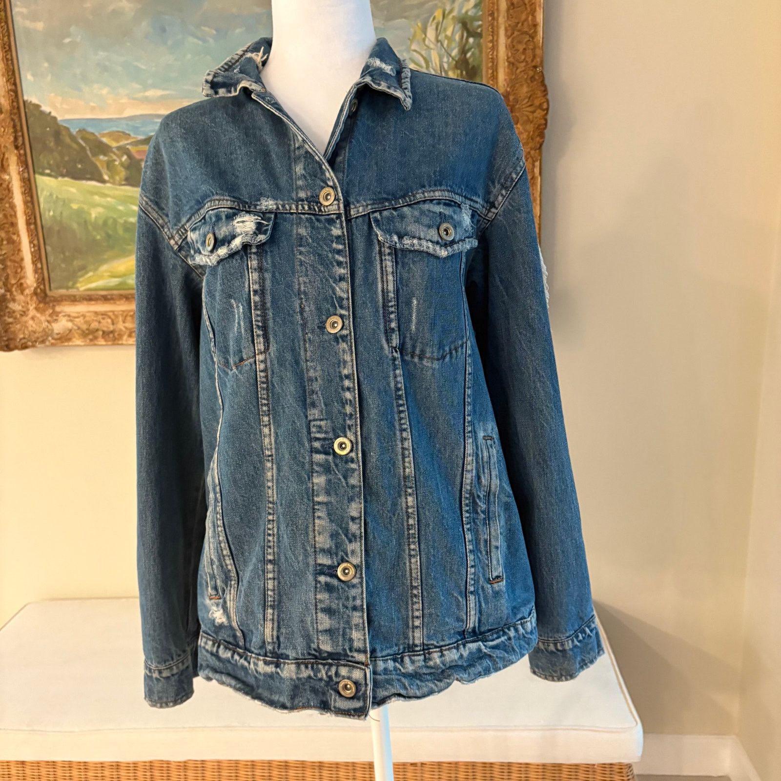 Zara Zara TRF Trafaluc Embroidered Oversized Denim Jacket M Size M / US 6-8 / IT 42-44 - 12 Thumbnail