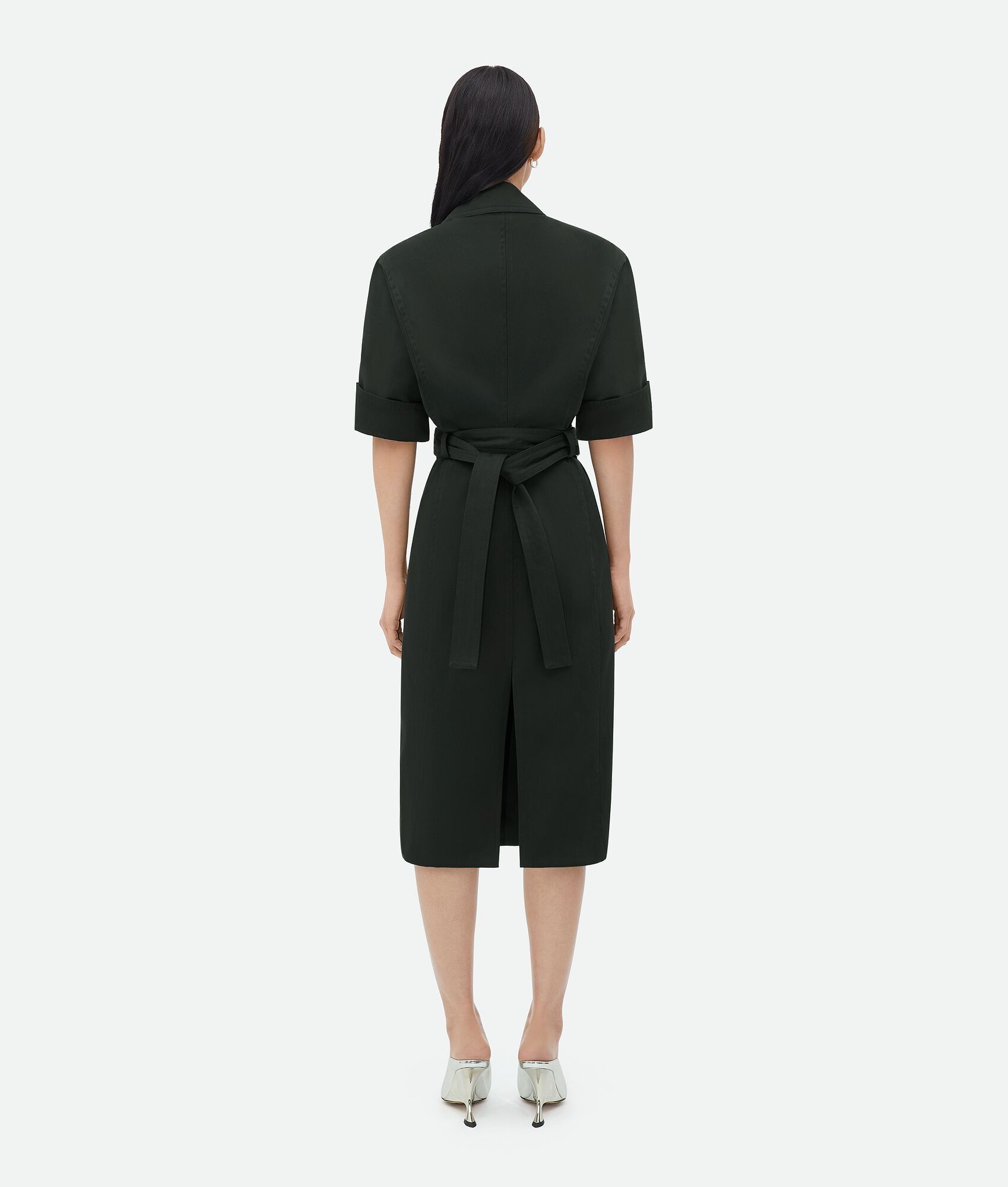 Bottega Veneta o1bcso1str0225 Cotton Twill Midi Dress in Camping Size XS / US 0-2 / IT 36-38 - 3 Thumbnail