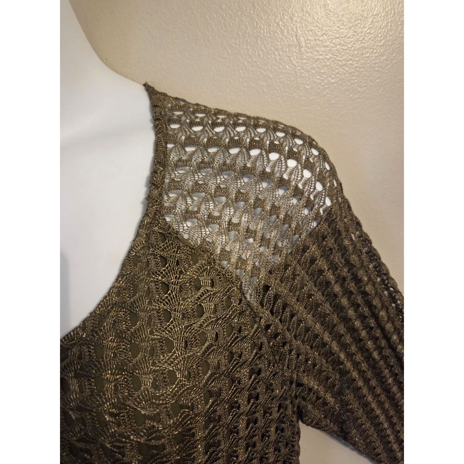 Vintage Indigo Soul Olive Green Crochet Overlay Asymmetrical Hem Dress Boho 2X XXL Women's Size XXL / US 16-18 / IT 52-54 - 2 Thumbnail