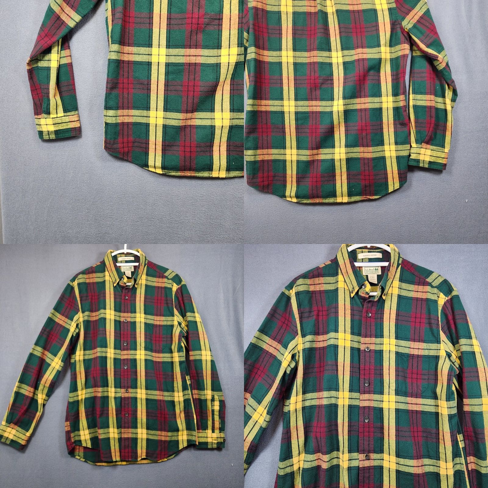 Vintage LL Bean Mens Medium Scotch Plaid Flannel Shirt Slightly Fitted Green Yellow Size US M / EU 48-50 / 2 - 9 Thumbnail