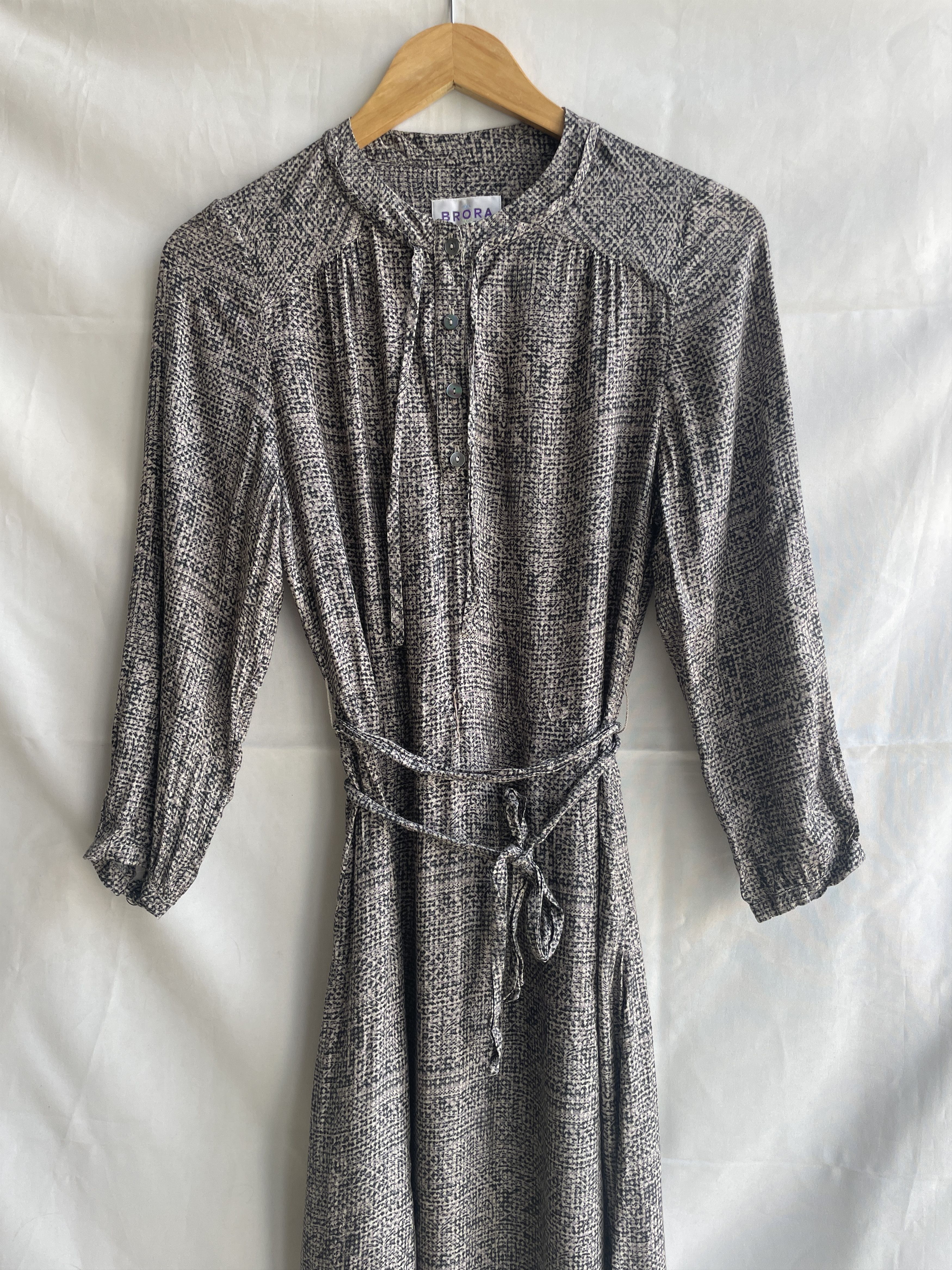 Other Brora Viscose Silk Blend Textured Print Belted Midi Dress Size M / US 6-8 / IT 42-44 - 3 Thumbnail