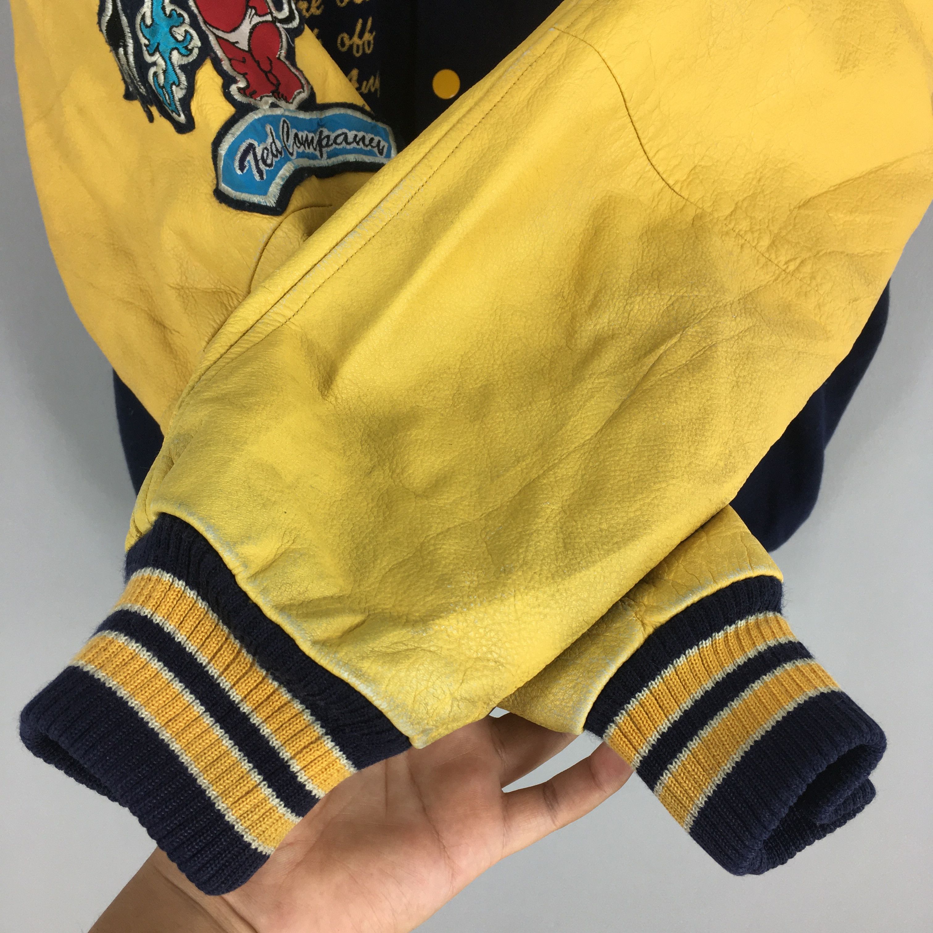 Tedman Vintage 90's Ted Company Leather Varsity Bomber Jacket L Size US L / EU 52-54 / 3 - 3 Thumbnail