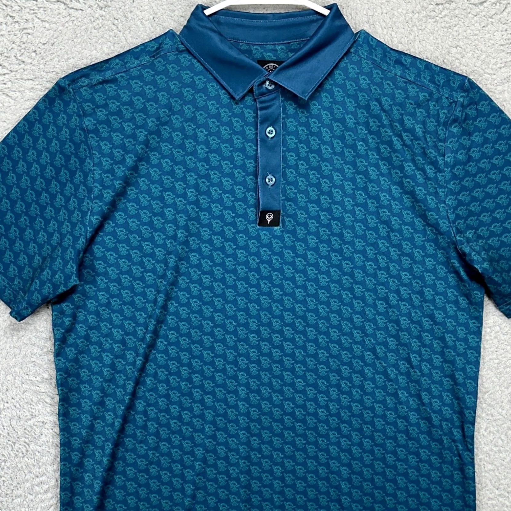 Vintage VINTAGE Good Boy Polo Shirt Geometric Athletic Stretch Rugby Golf Teal Blue Mens Large Short Sleeve Collared Breathing Comfort Shirt Size US L / EU 52-54 / 3 - 2 Thumbnail