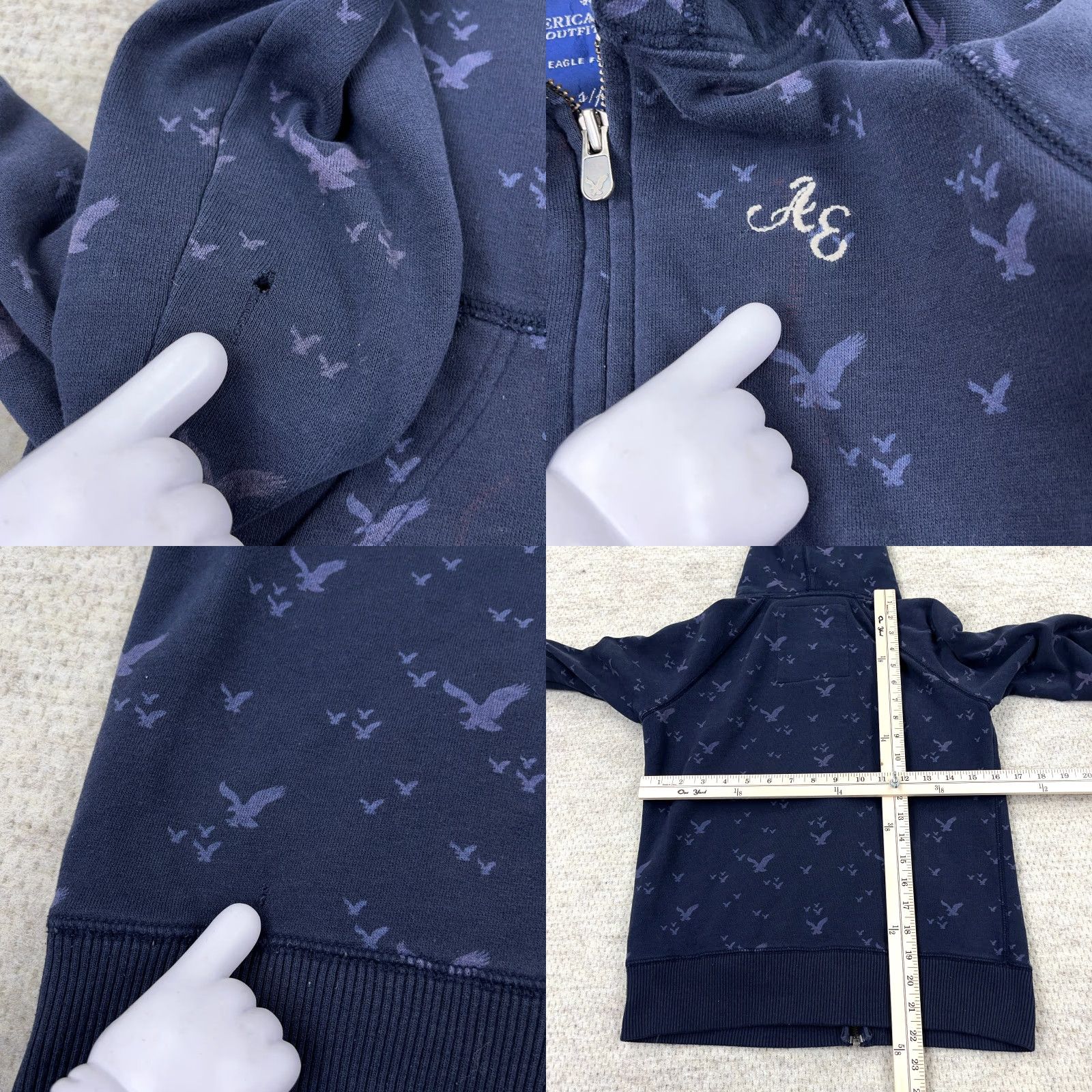 American Eagle Outfitters Vintage American Eagle Outfitters Hoodie Women S Blue Full Zip Jacket AOP Faded Size S / US 4 / IT 40 - 8 Thumbnail