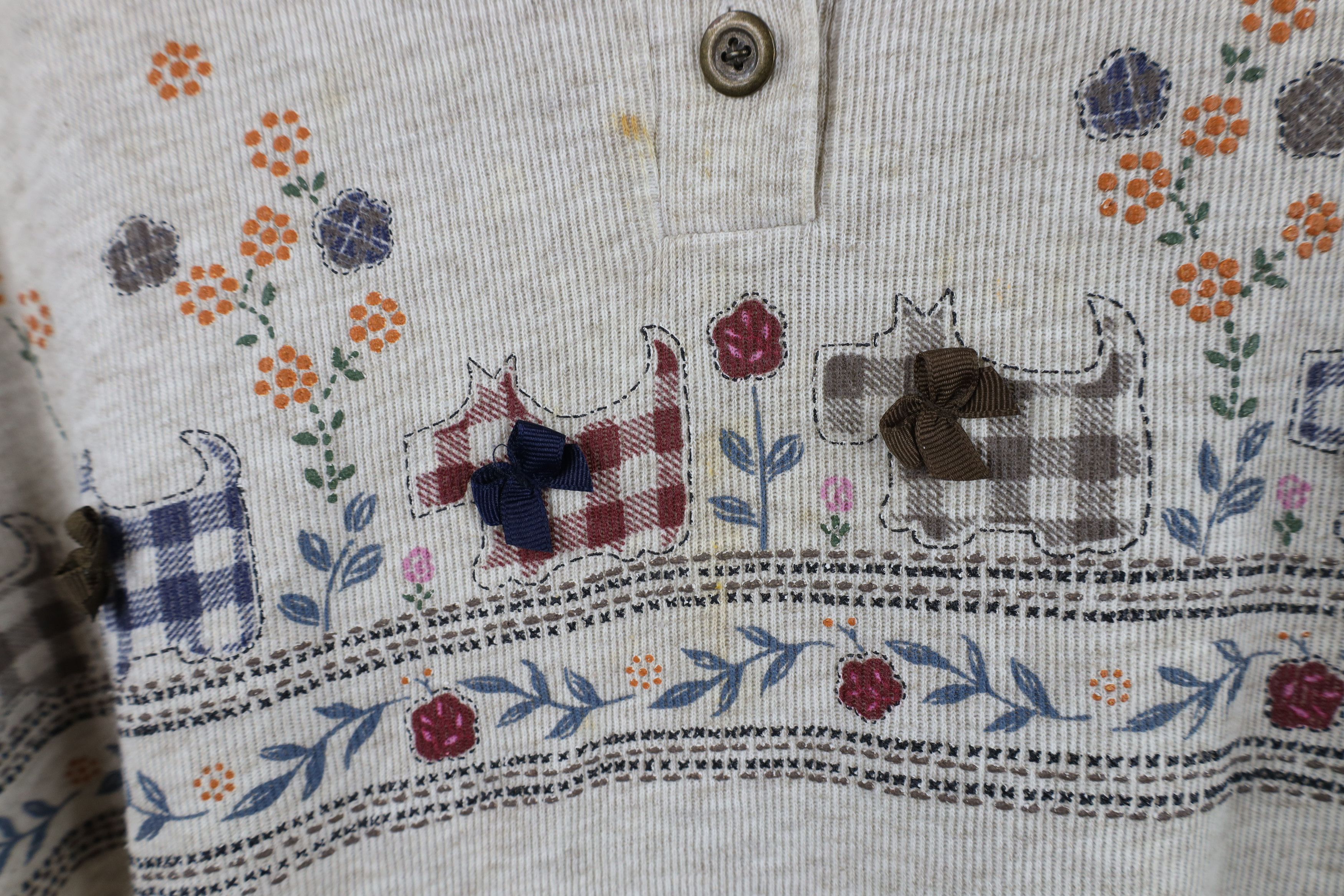 Vintage Vintage 90s Streetwear Dog Flower Ribbed Knit Polo Size L / US 10 / IT 46 - 5 Thumbnail