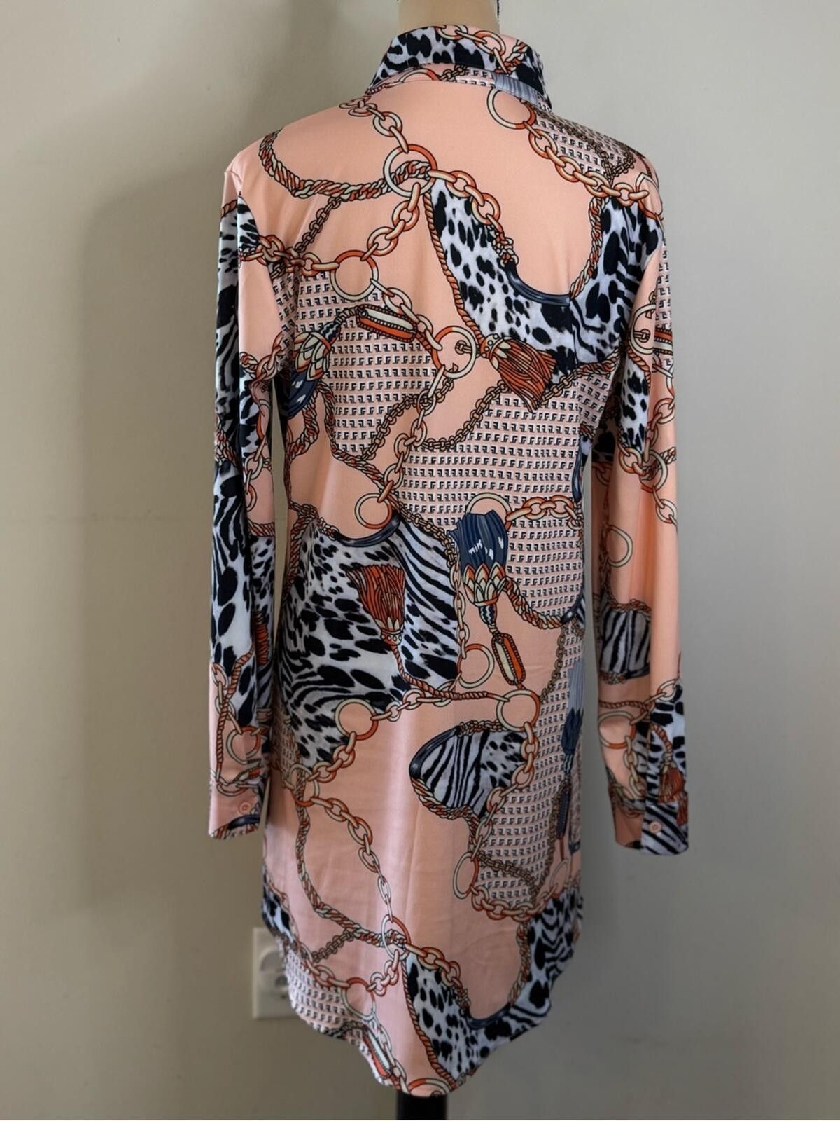 Other Western midi shirt dress cow gold chain tassel pattern SZ M Size M / US 6-8 / IT 42-44 - 2 Thumbnail