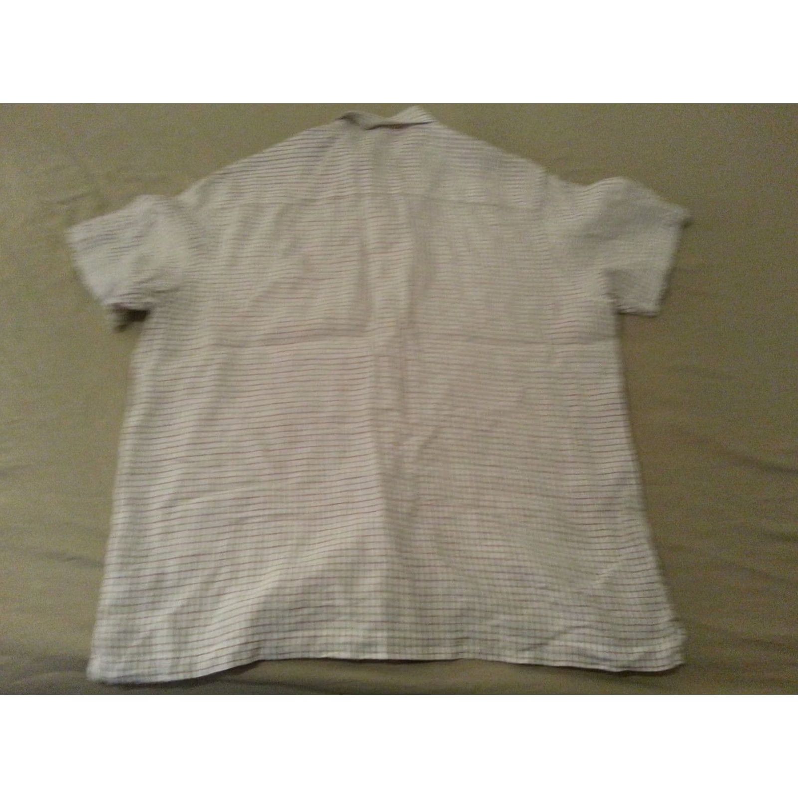 Banana Republic Mens Banana Republic Dress Shirt L Large Cream Linen Button Short Sleeve Size 42R - 2 Thumbnail