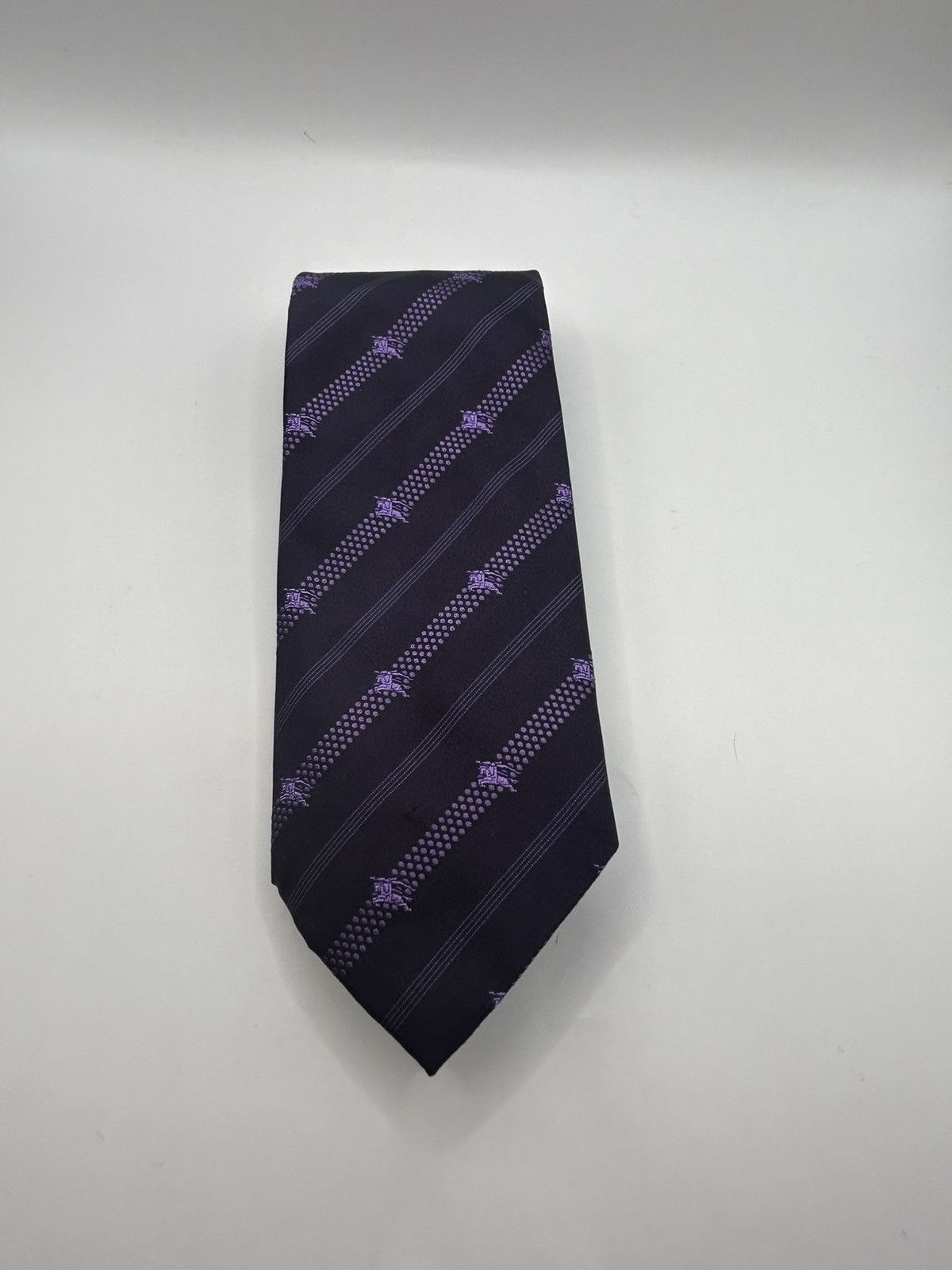 Burberry Burberry London Purple Monogram Striped Tie Size ONE SIZE - 5 Thumbnail