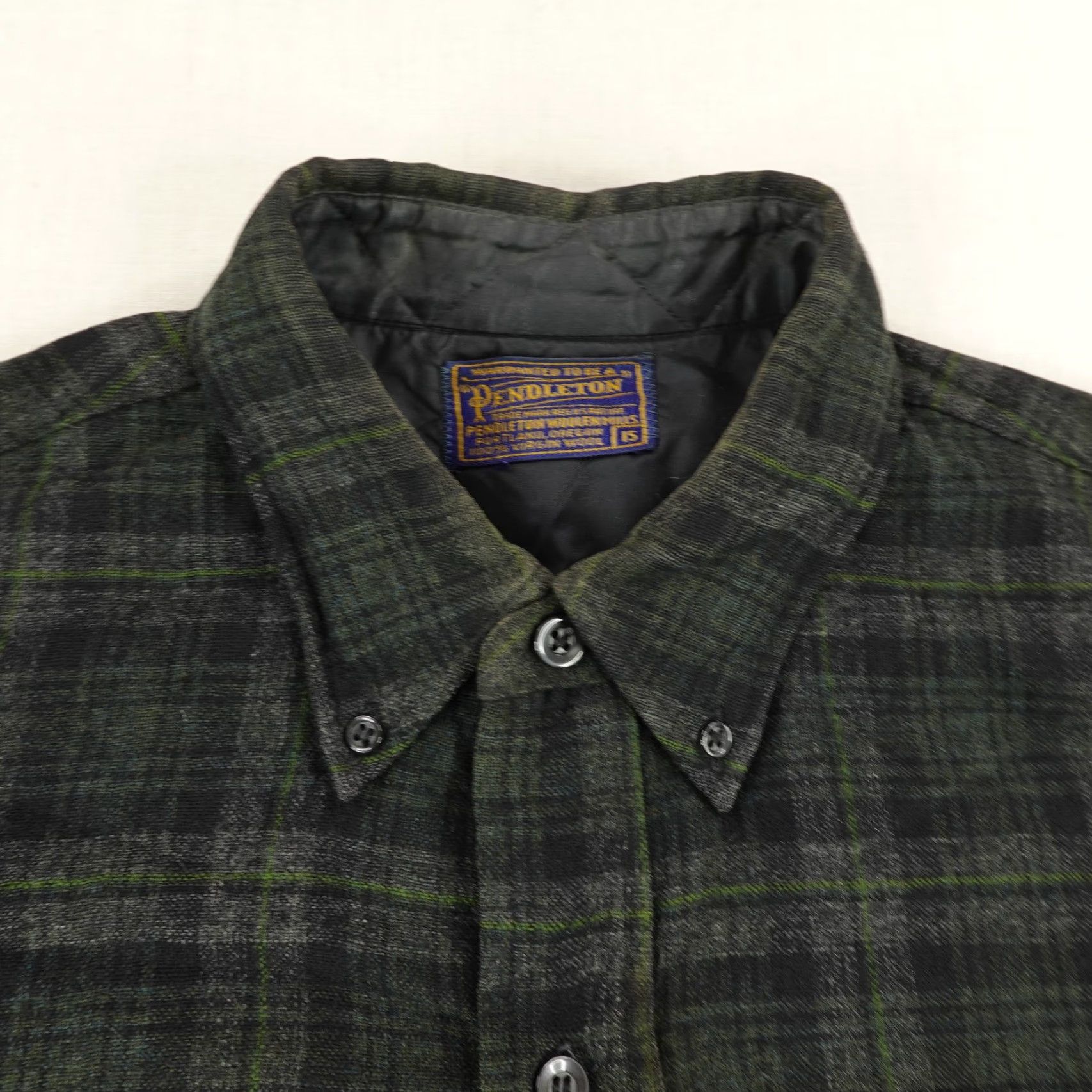 Pendleton VINTAGE Pendleton Shirt Wool Flannel Plaid Green Button-Up Men’s Medium 15 Classic 40s Size US M / EU 48-50 / 2 - 2 Thumbnail