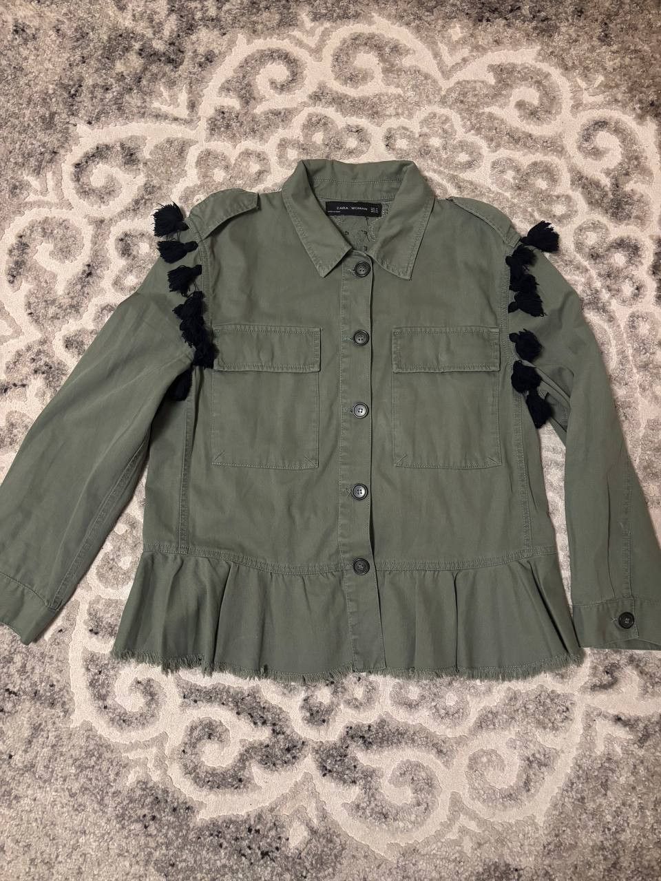 Zara Zara Woman Embroidered Jacket M Boho Military Style Tassels Size M / US 6-8 / IT 42-44 - 3 Thumbnail