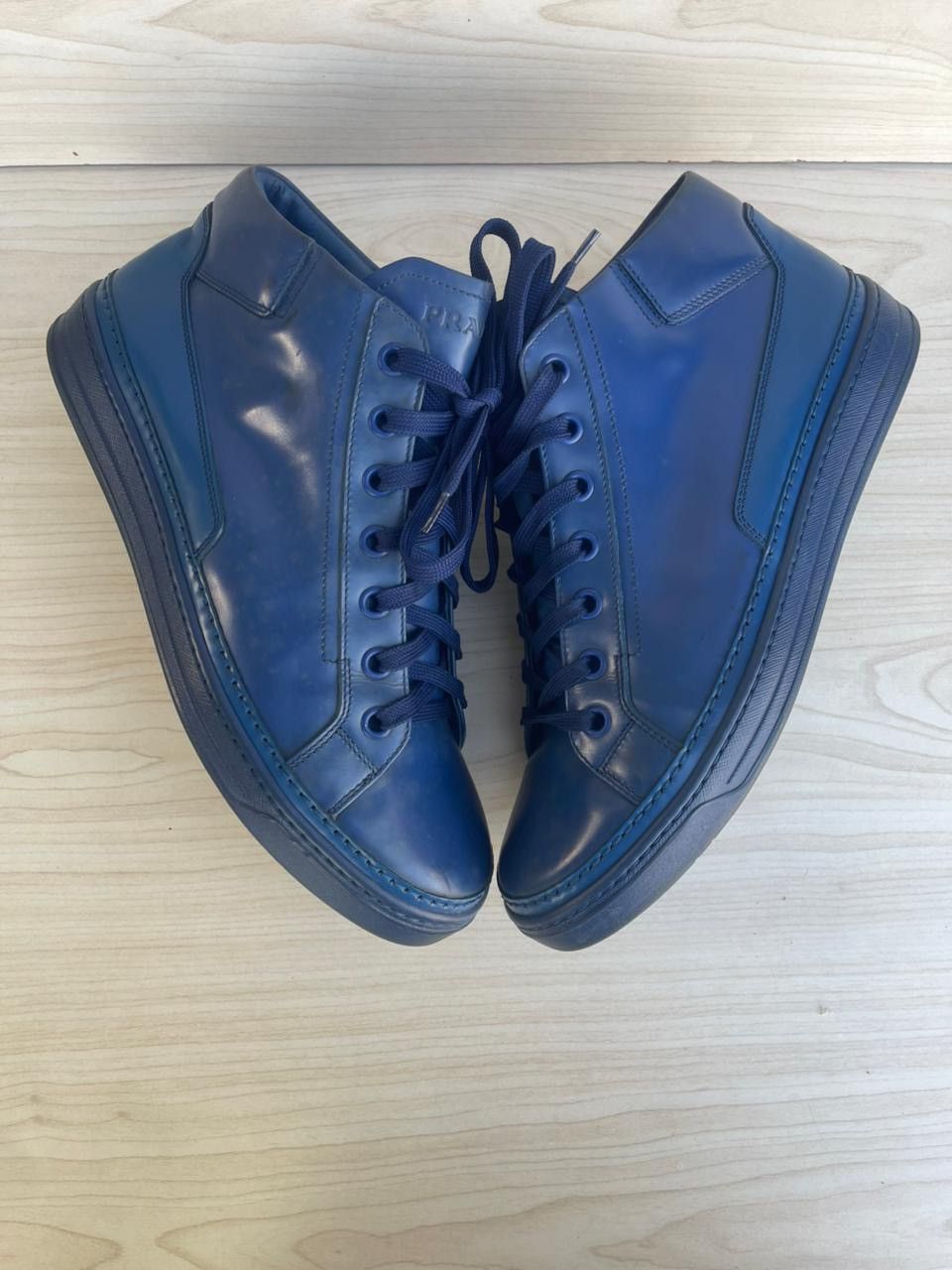Prada Prada Midnight Blue Hi-Top Trainers Size US 9 / EU 42 - 10 Thumbnail