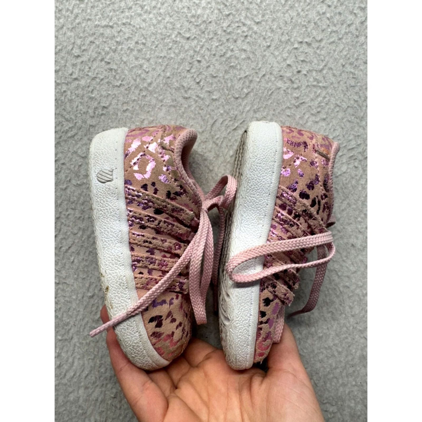 Pinko K Swiss Infant Pink Metallic Leopard Print Low Top Sneakers #9643 Size M / US 6-8 / IT 42-44 - 5 Thumbnail