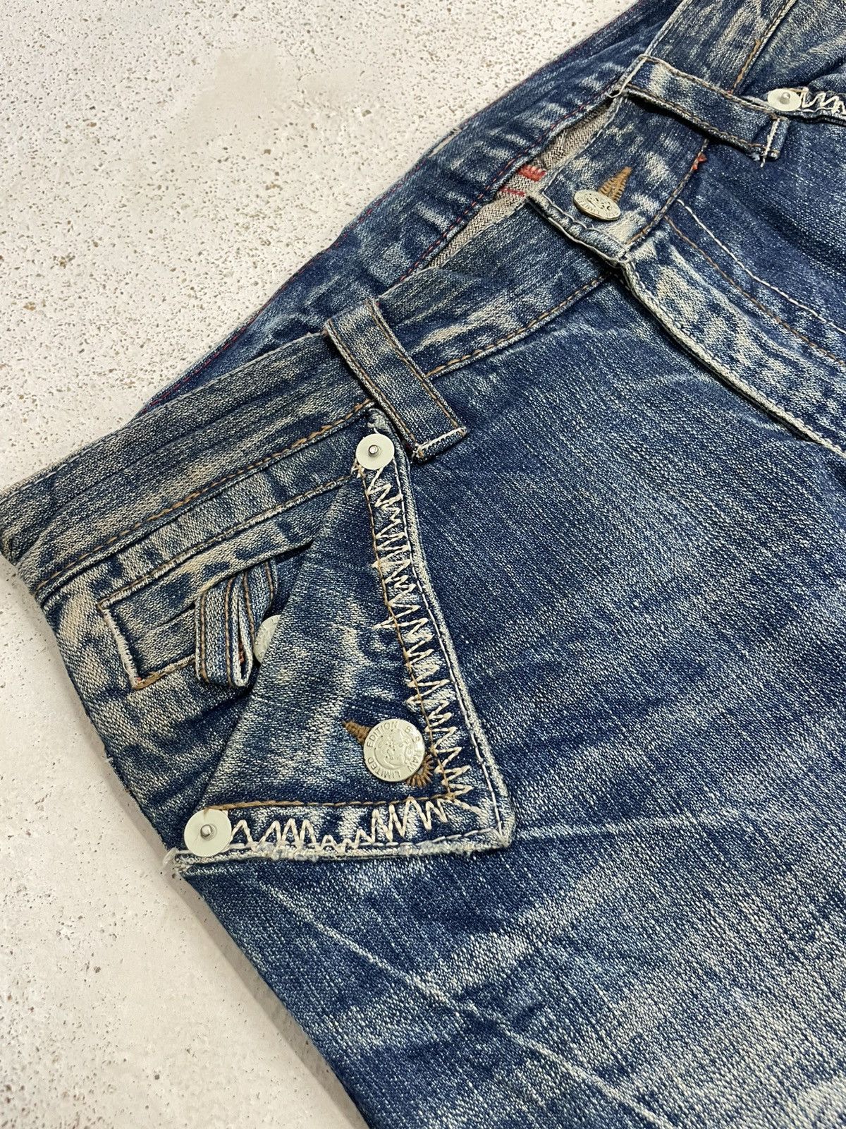 If Six Was Nine Raw Muddy Lightning Whisker Hard Stiching Buckle Back Denim Size US 30 / EU 46 - 10 Thumbnail