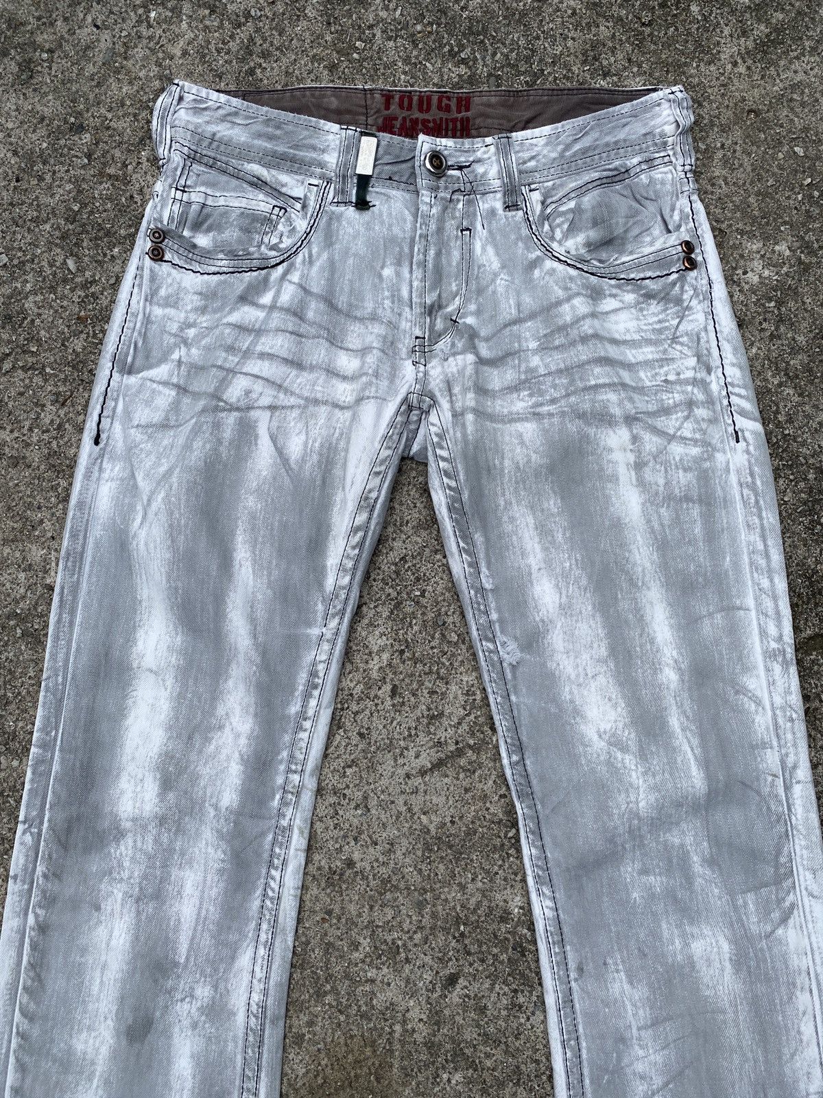 Japanese Brand × Tornado Mart 1990s - Tough Jeansmith Distressed Claws Mark Design Jeans Size US 32 / EU 48 - 3 Thumbnail