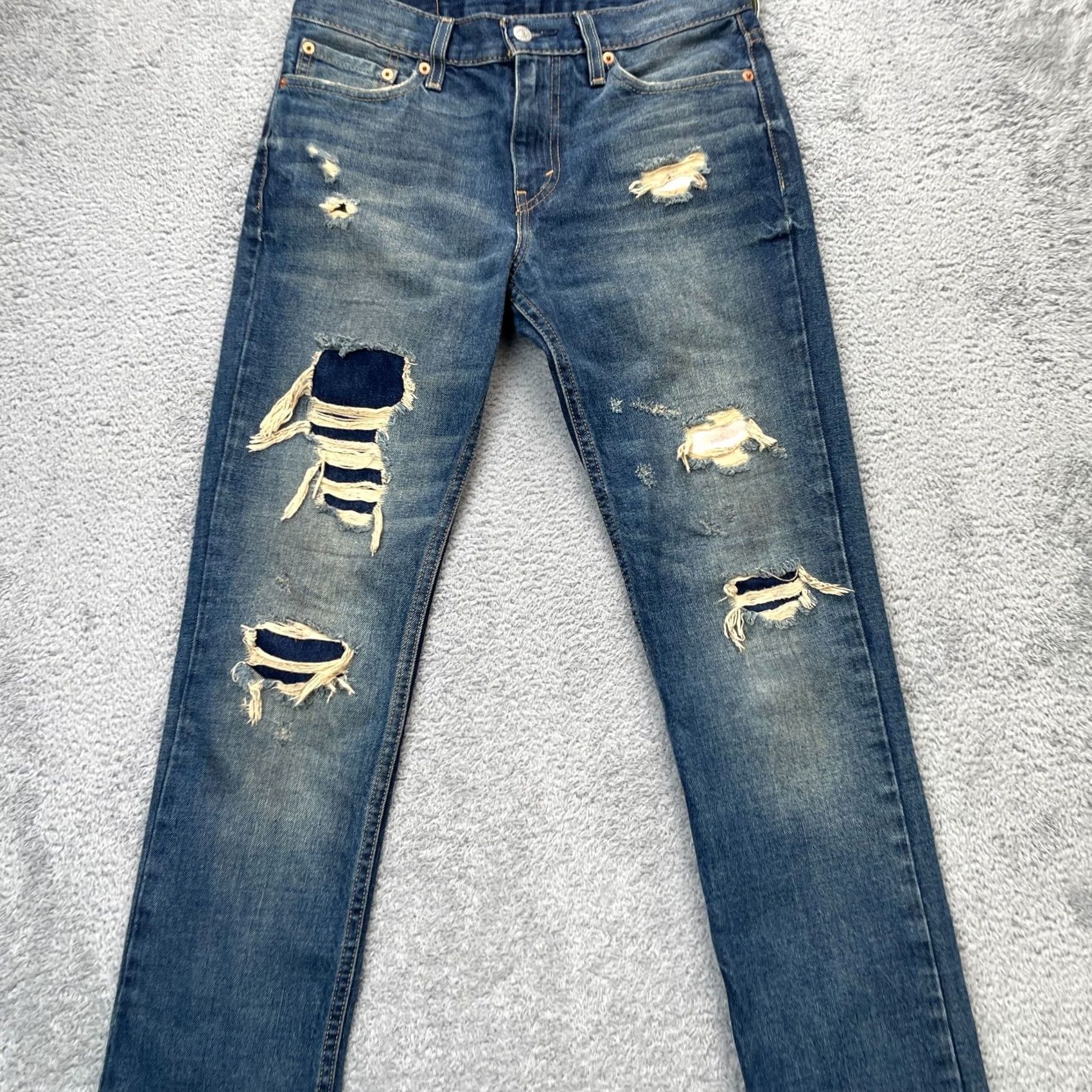 Levi's Levi's 511 Jeans Mens 30x32 Blue Slim Straight Denim Distressed 5-Pocket Cotton Button Zipper Logo Size US 30 / EU 46 - 5 Thumbnail