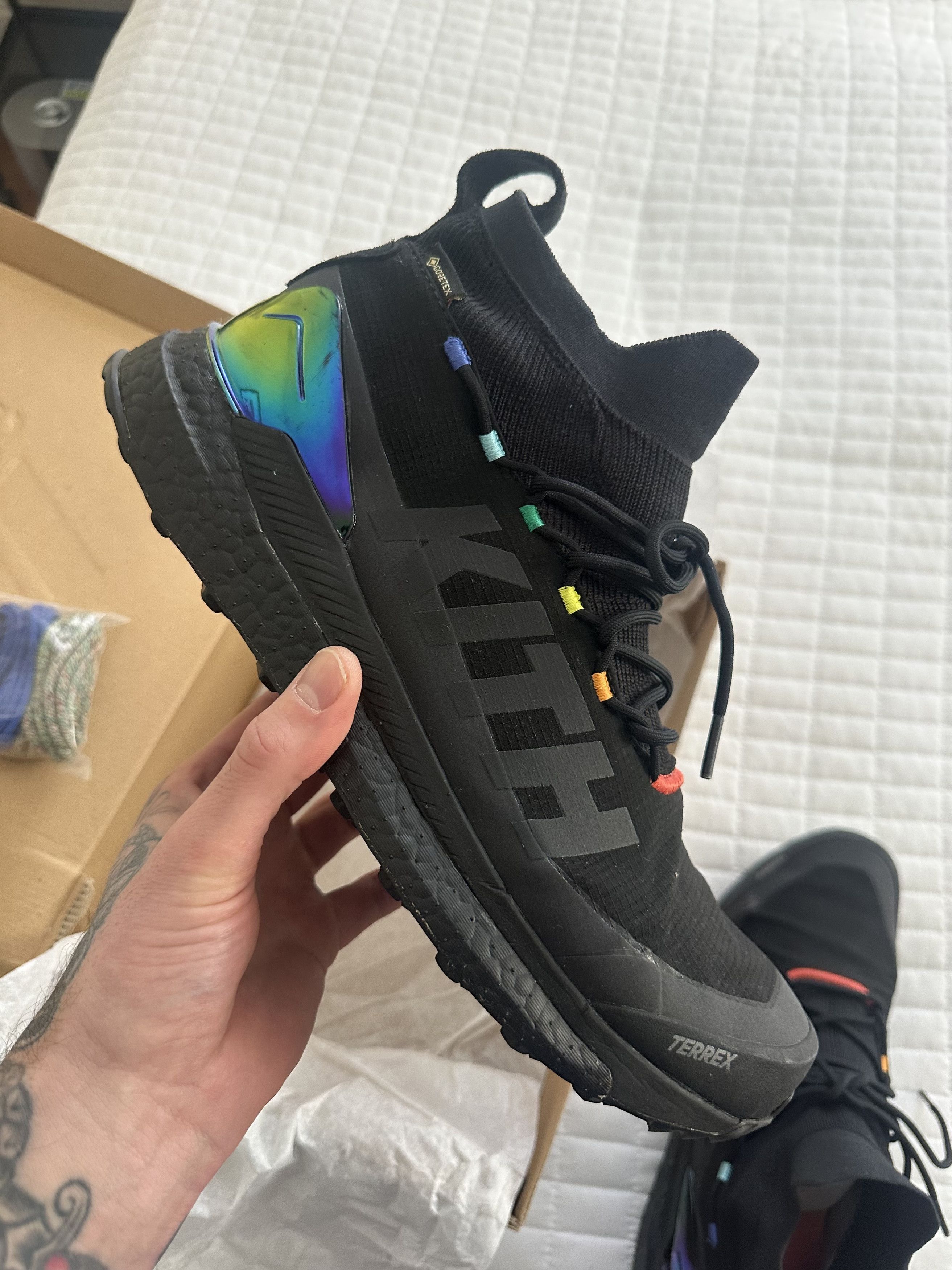 Adidas × Kith adidas Terrex Free Hiker Gore-Tex Kith Black / Iridescent Size US 11.5 / EU 44-45 - 9 Thumbnail