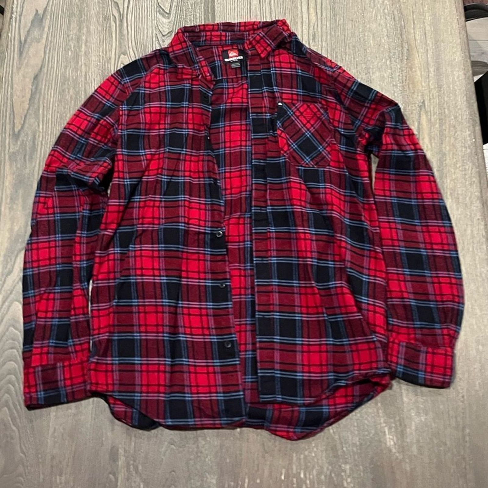 Quiksilver Quiksilver Mens Red Blue Plaid Button Flannel Shirt Size L Size US L / EU 52-54 / 3 - 1 Thumbnail