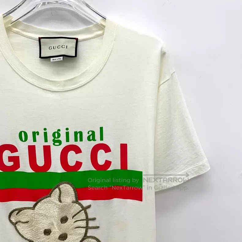 Gucci Gucci Beige cat embroidered cotton short-sleeved T-shirt Size XXS / US 00 / IT 34 - 3 Thumbnail