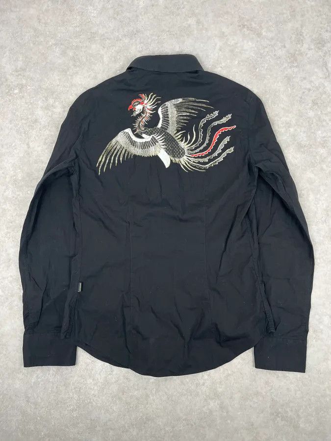 Roberto Cavalli 2000s Cavalli Peacock Black Shirt Size US M / EU 48-50 / 2 - 1 Thumbnail