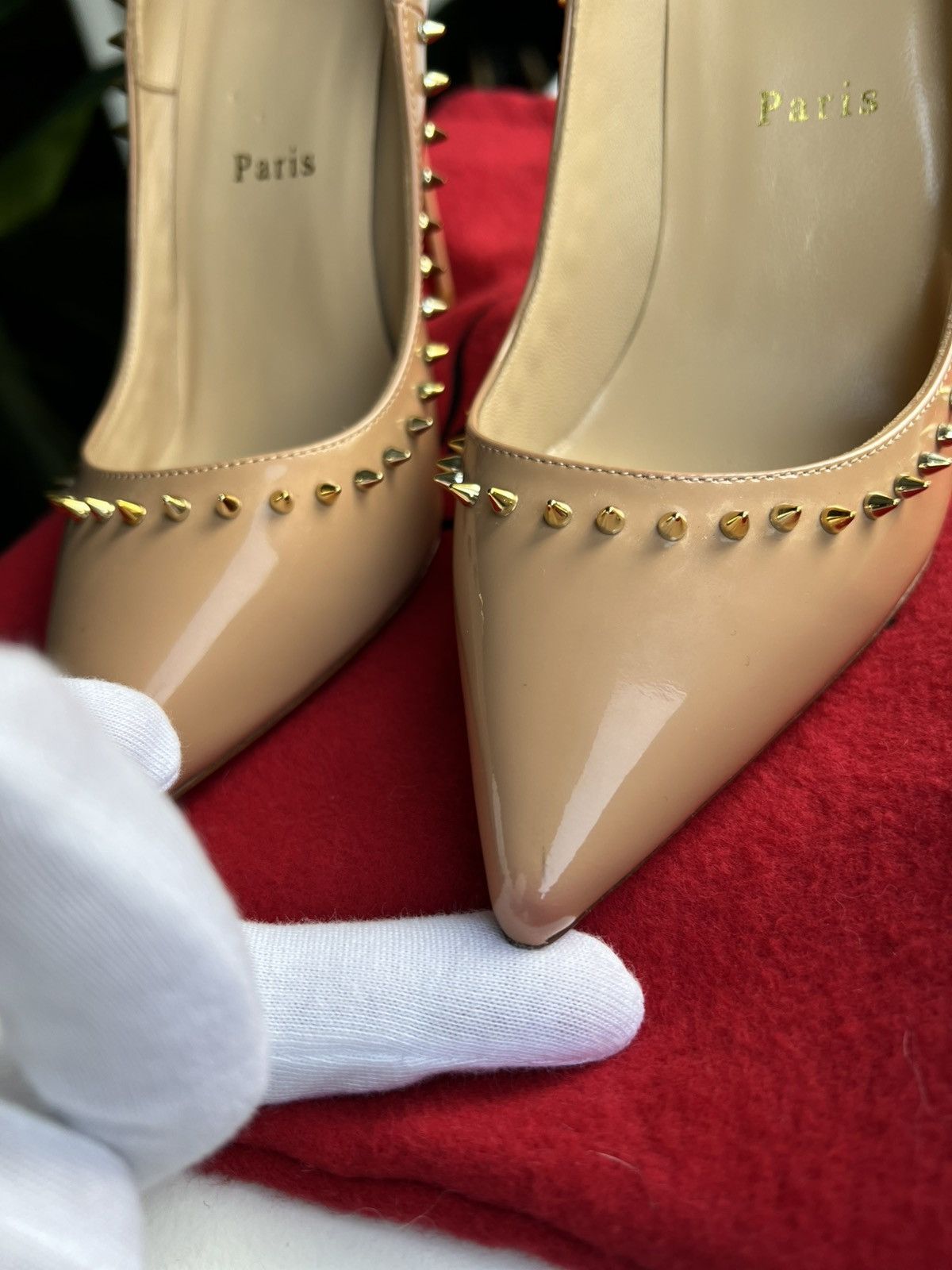 Christian Louboutin Christian Louboutin Nude Patent Spiked Heels Size 37 Size US 7 / IT 37 - 11 Thumbnail